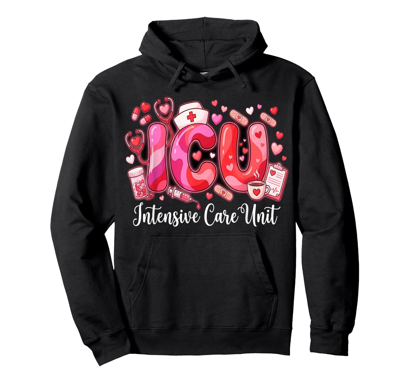 Cute Hearts ICU Valentine Nurse Valentines Day Shirt Nurses T-Shirt