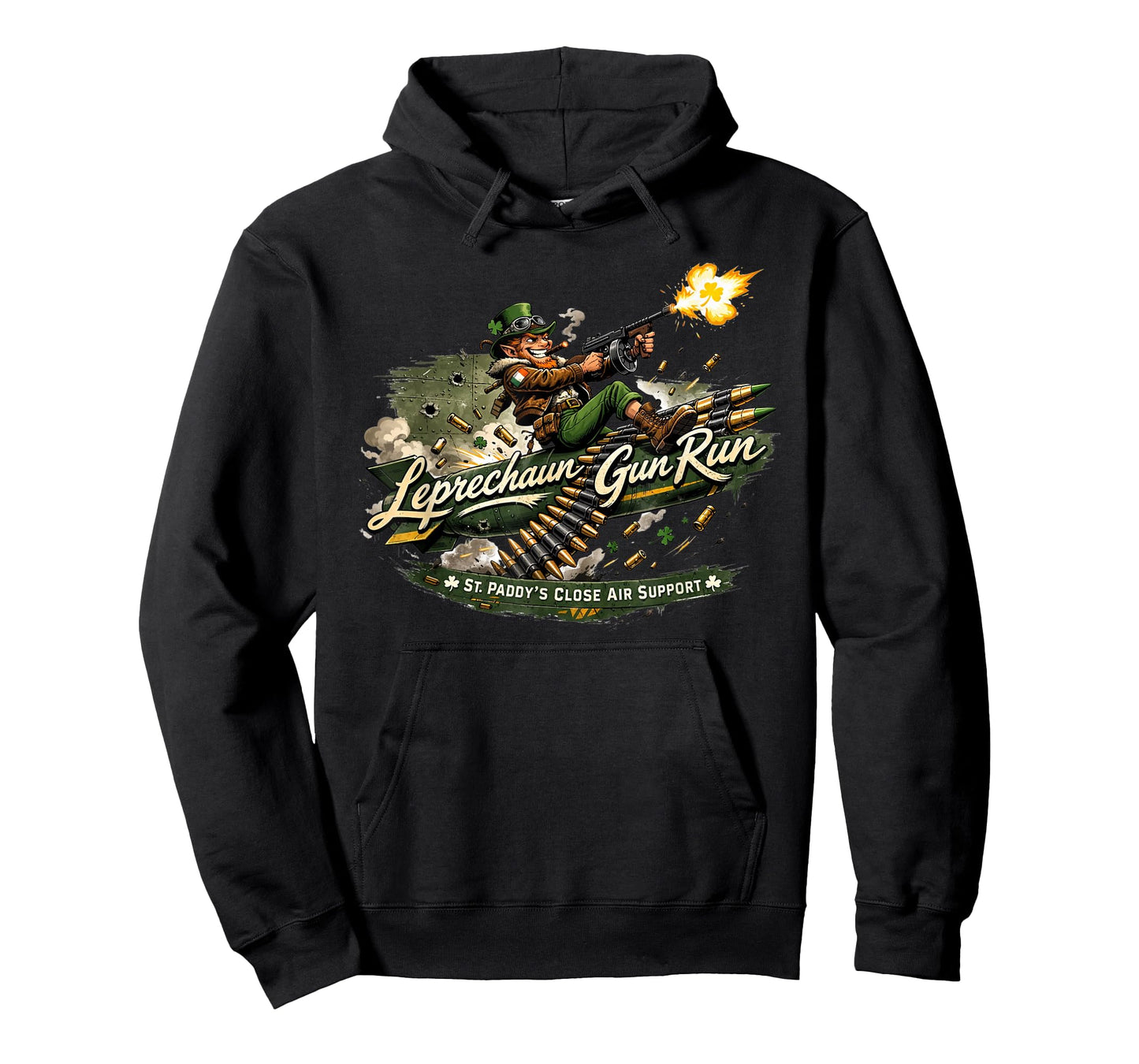 Leprechaun Gun Run Funny Irish Military Design T-Shirt