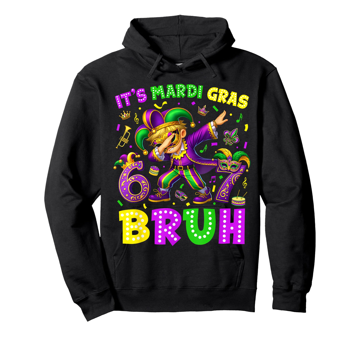 Its Mardi Gras Bruh 67 Six Seven Meme Slang Dabbing Boys Men T-Shirt