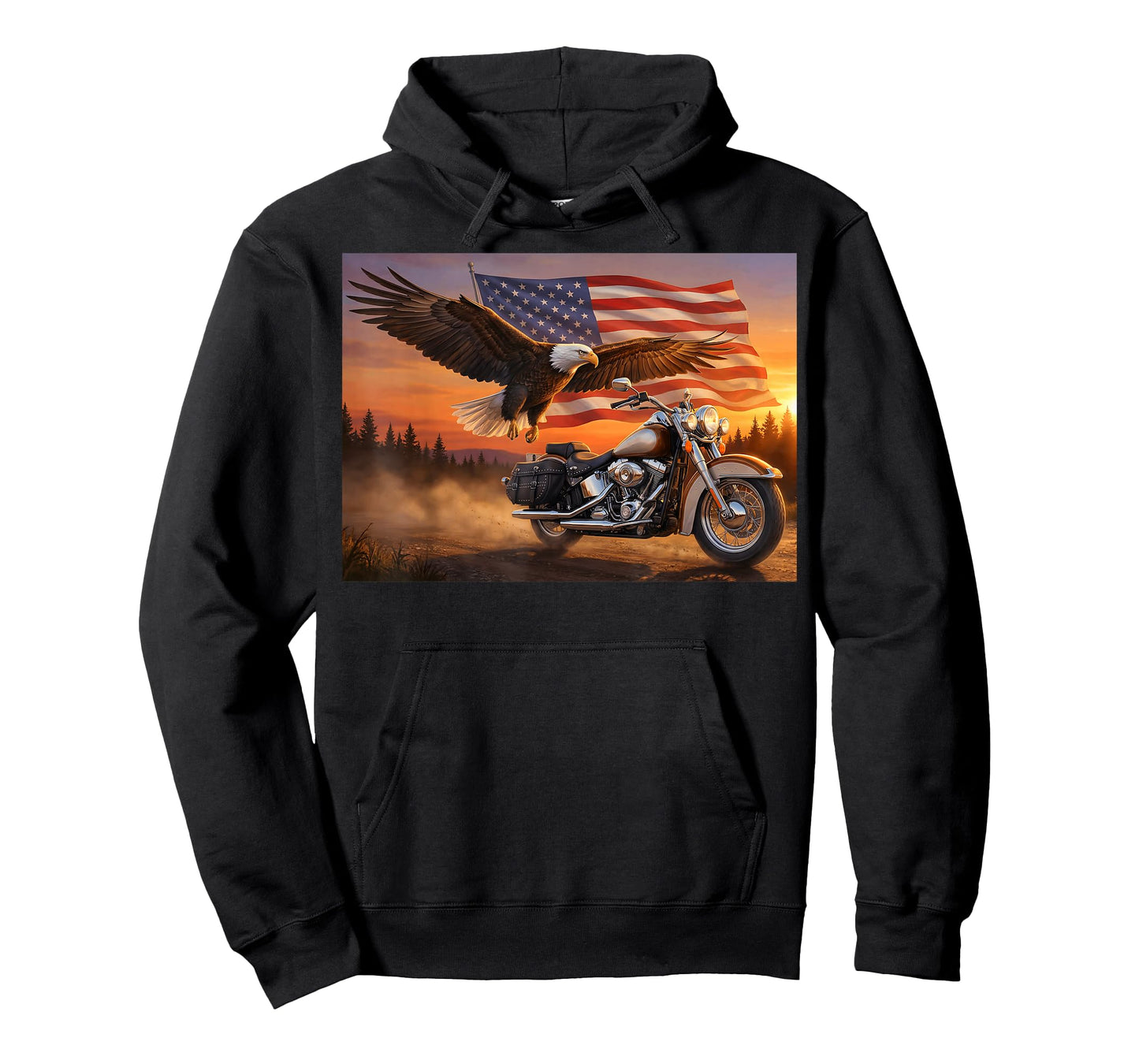 American Flag Motorcycle USA Flag Biker Retro T-Shirt