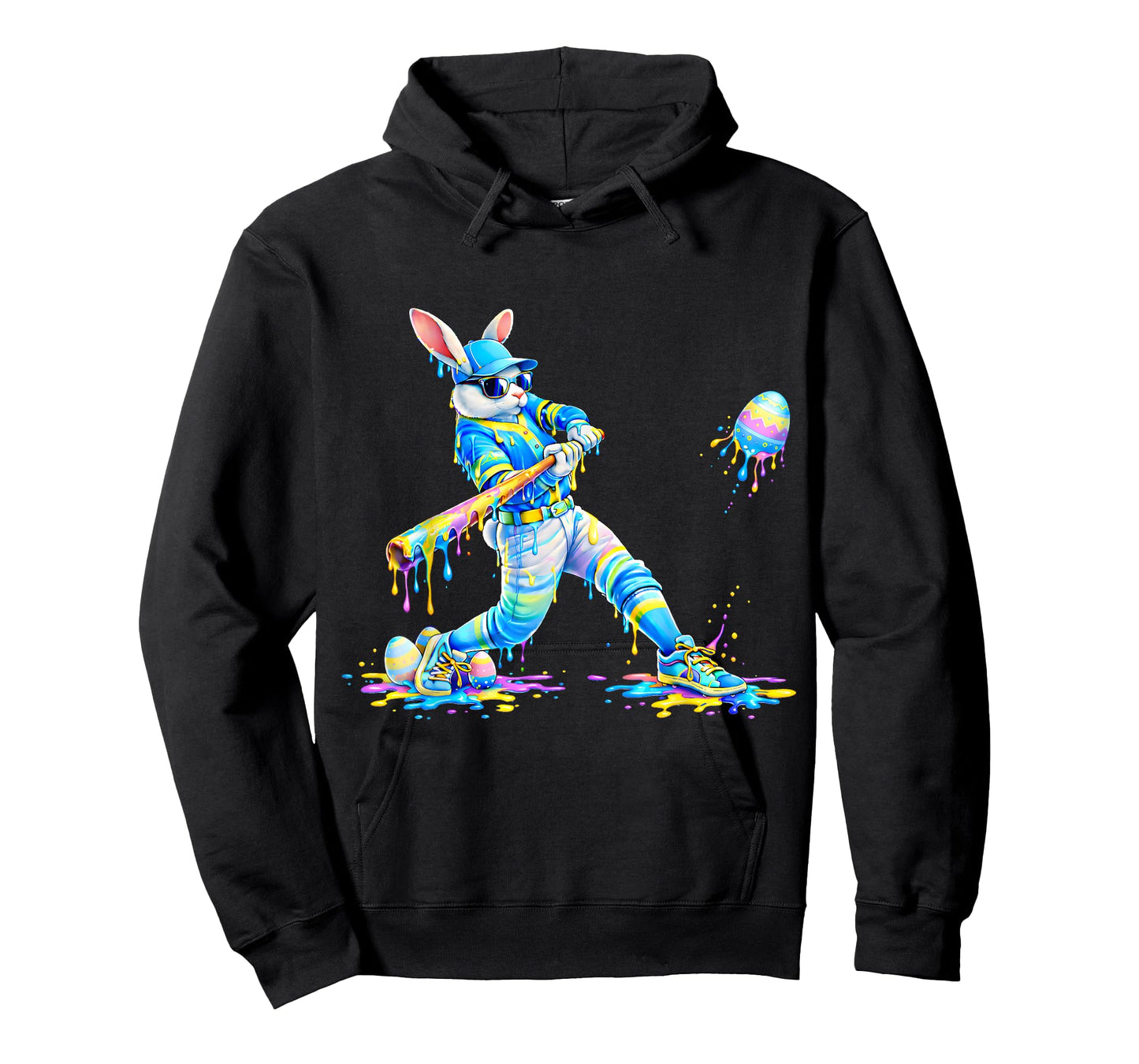 Dripping Tie Dye Rabbit Baseball Easter Bunny Men Boy Kid T-Shirt