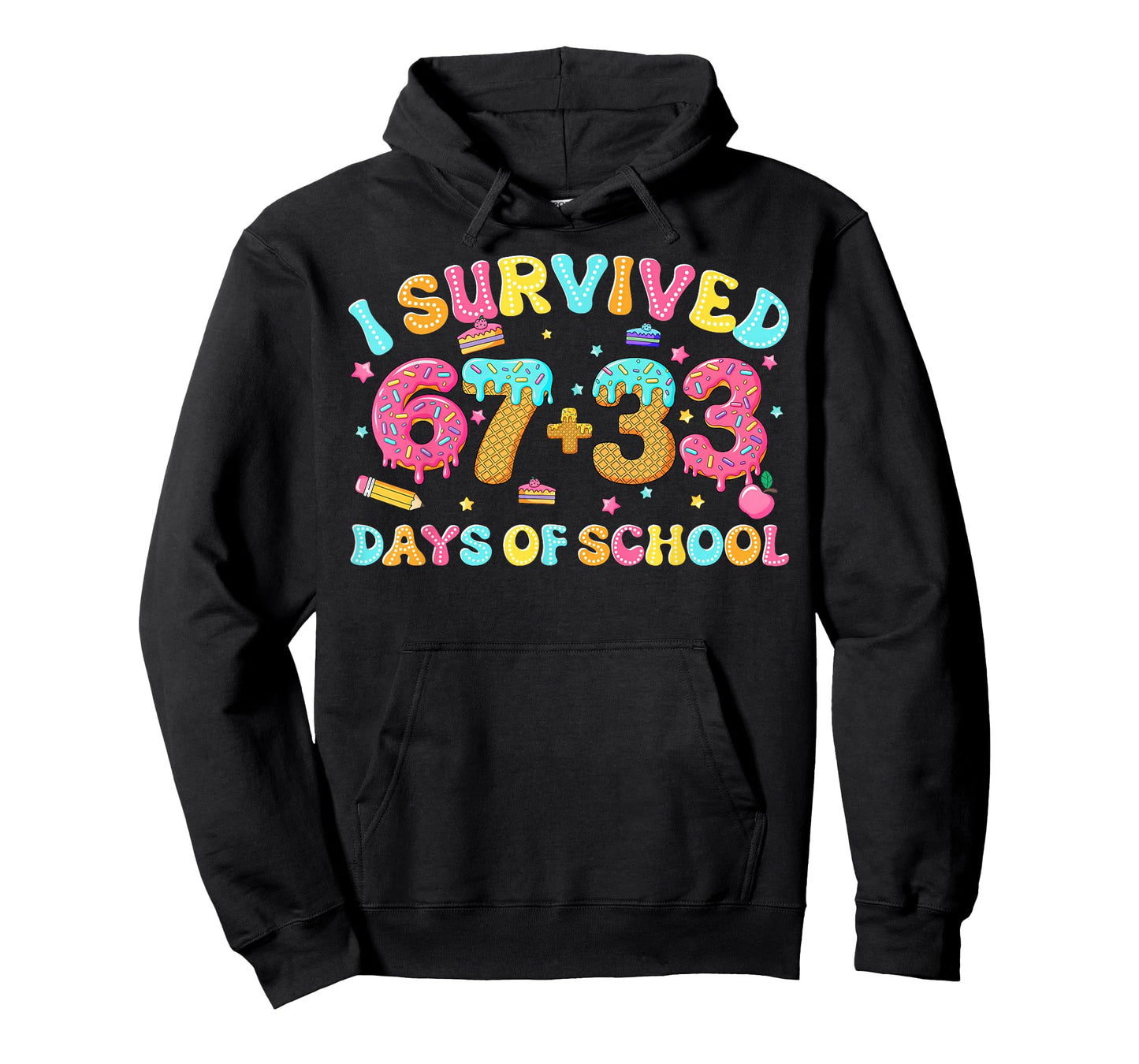 I Survived 67 + 33 Days of School Ice Cream Drip Girl Boy T-Shirt