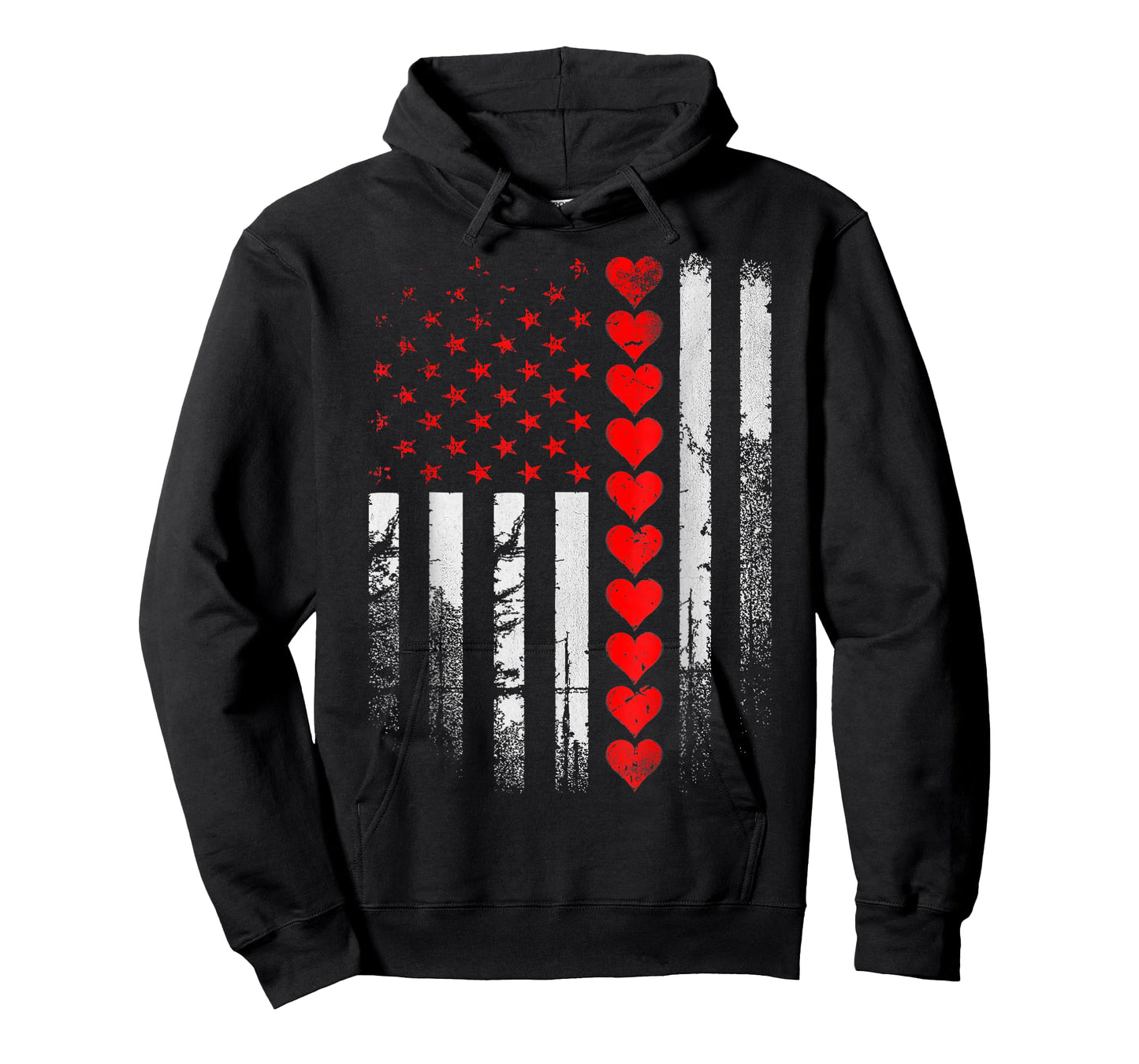 Vintage American Flag Hearts Valentine Mens Boys Kids T-Shirt