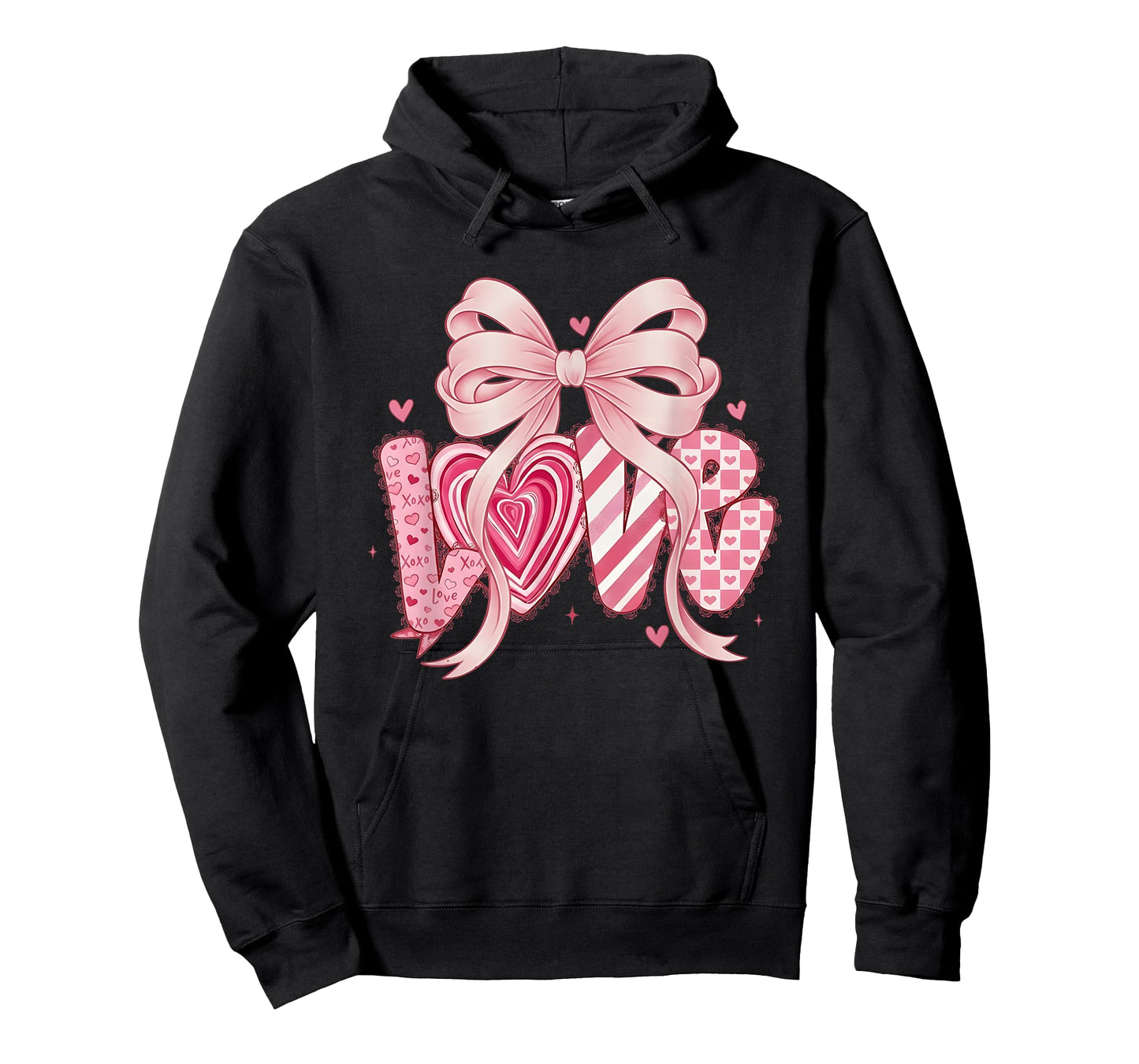Valentines Day Love with Bow and Hearts Preppy Coquette Pink T-Shirt