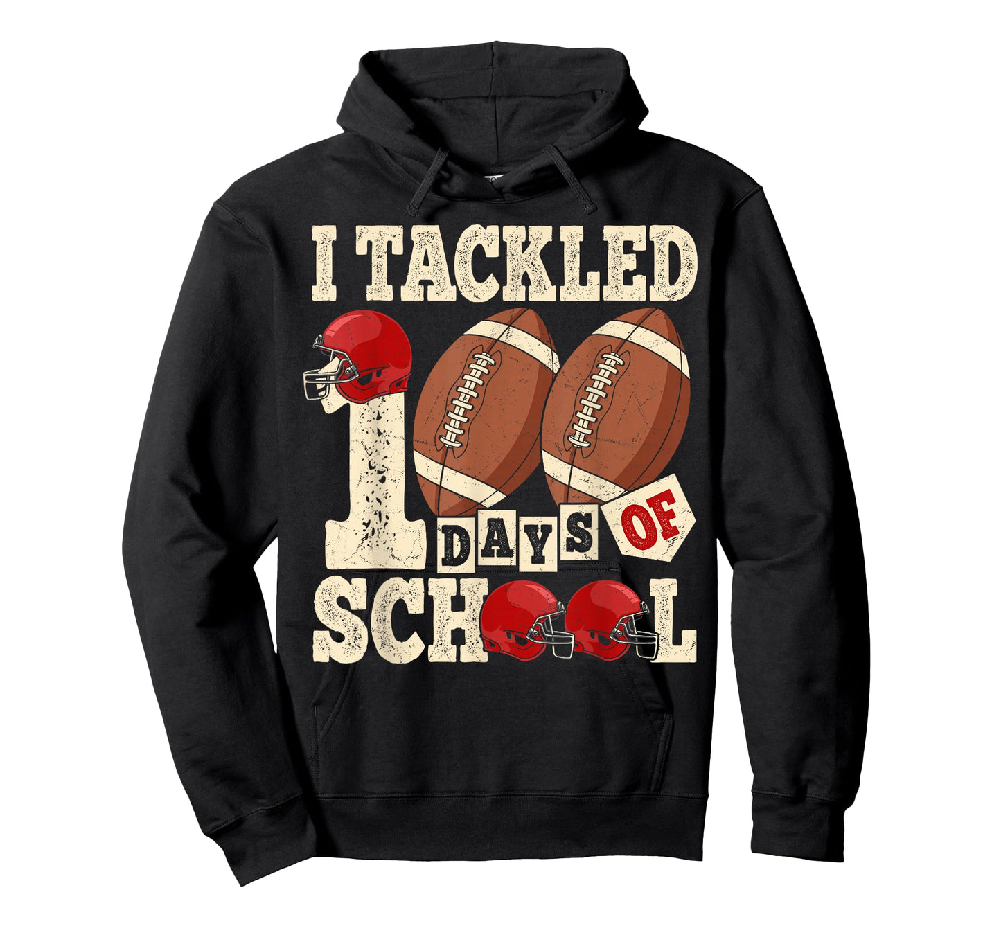 100 Days of School Boys Kids 100th Day of School Football T-Shirt