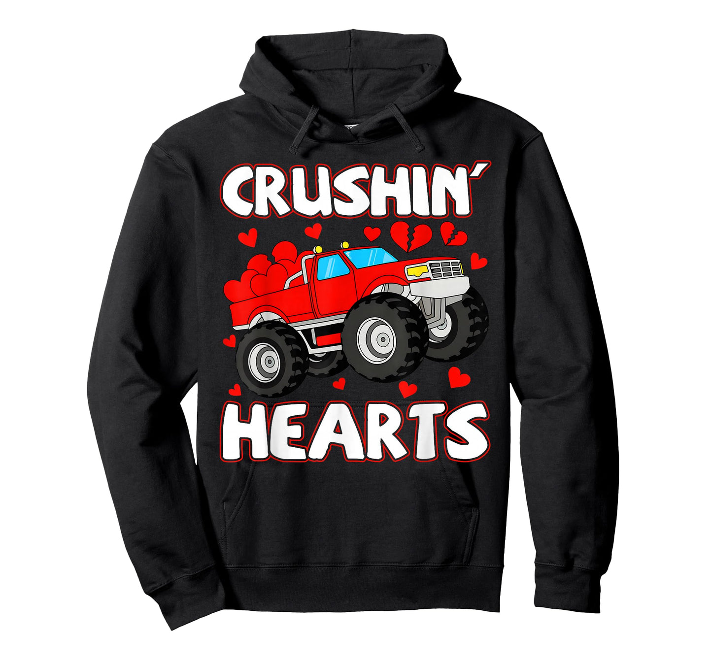 Valentine Crushin Hearts Monster Truck Boys Girls Kids T-Shirt
