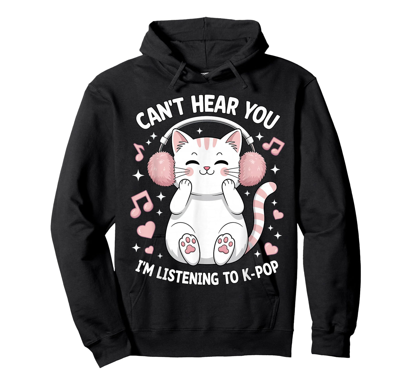 Can't Hear You I'm Listening to K-Pop Lover Cute Cat Kawaii T-Shirt