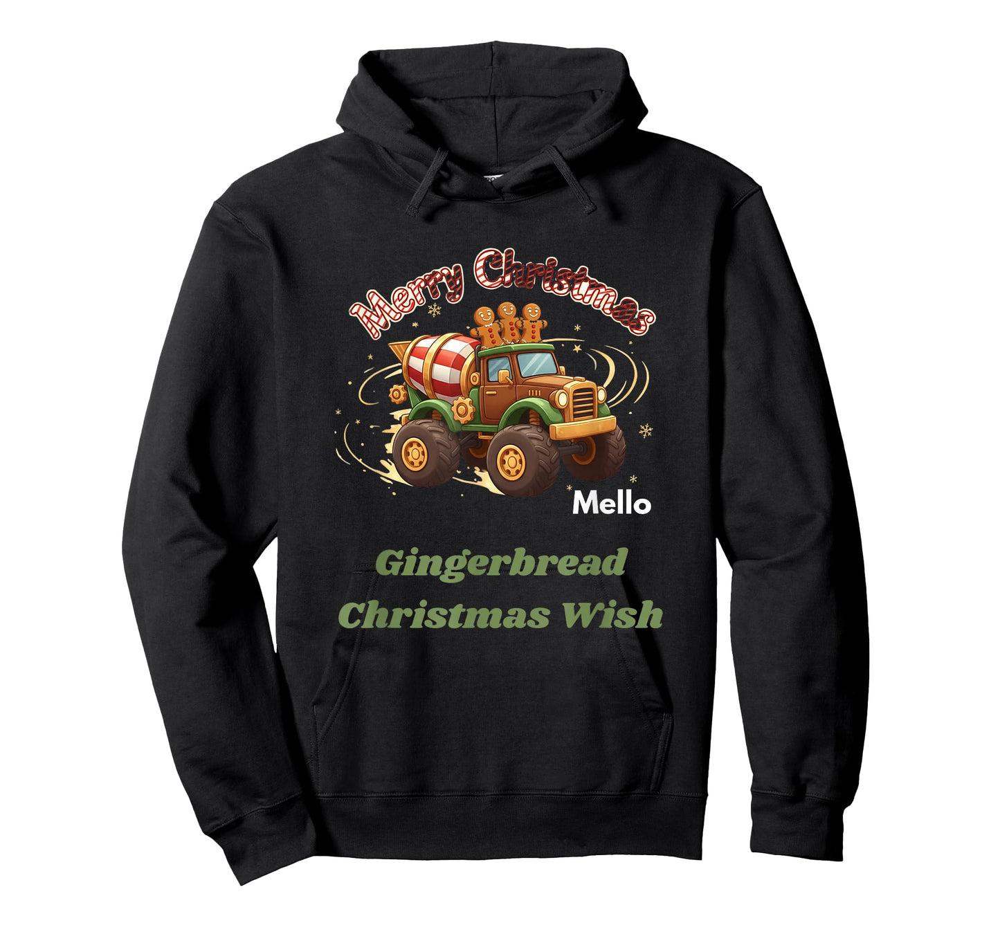 Merry Christmas Cute Gingerbread Mello Mixer Truck Graphic T-Shirt