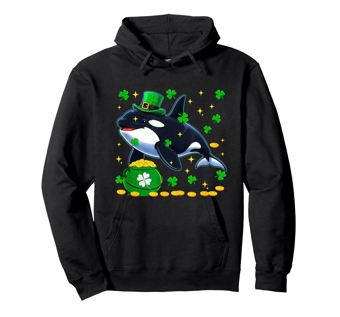 Orca Wearing Irish Costume St. Patrick's Day Shamrocks T-Shirt