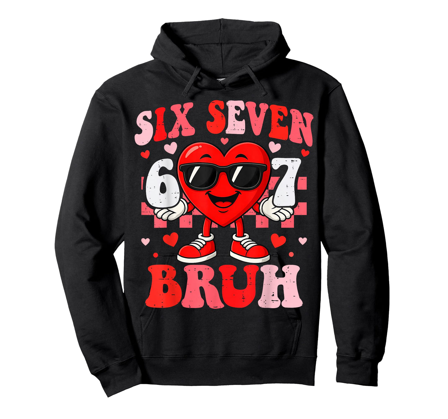 Six Seven Bruh Funny 67 Valentine Heart Boys Teens Kids T-Shirt