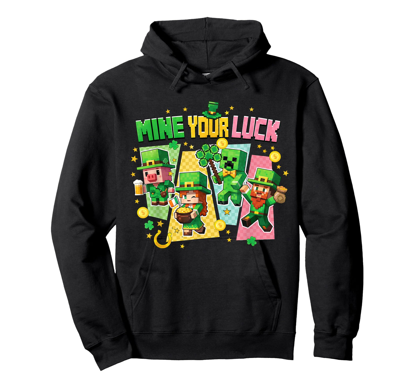 St Patricks Day Pixel Video Games Funny Boy Men Kids T-Shirt
