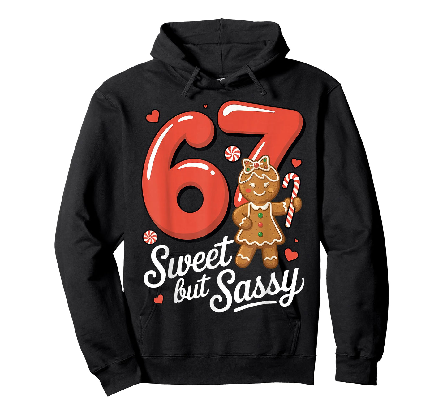 Cute Gingerbread Girl 67 Red Bubble Letters Candy Cane T-Shirt