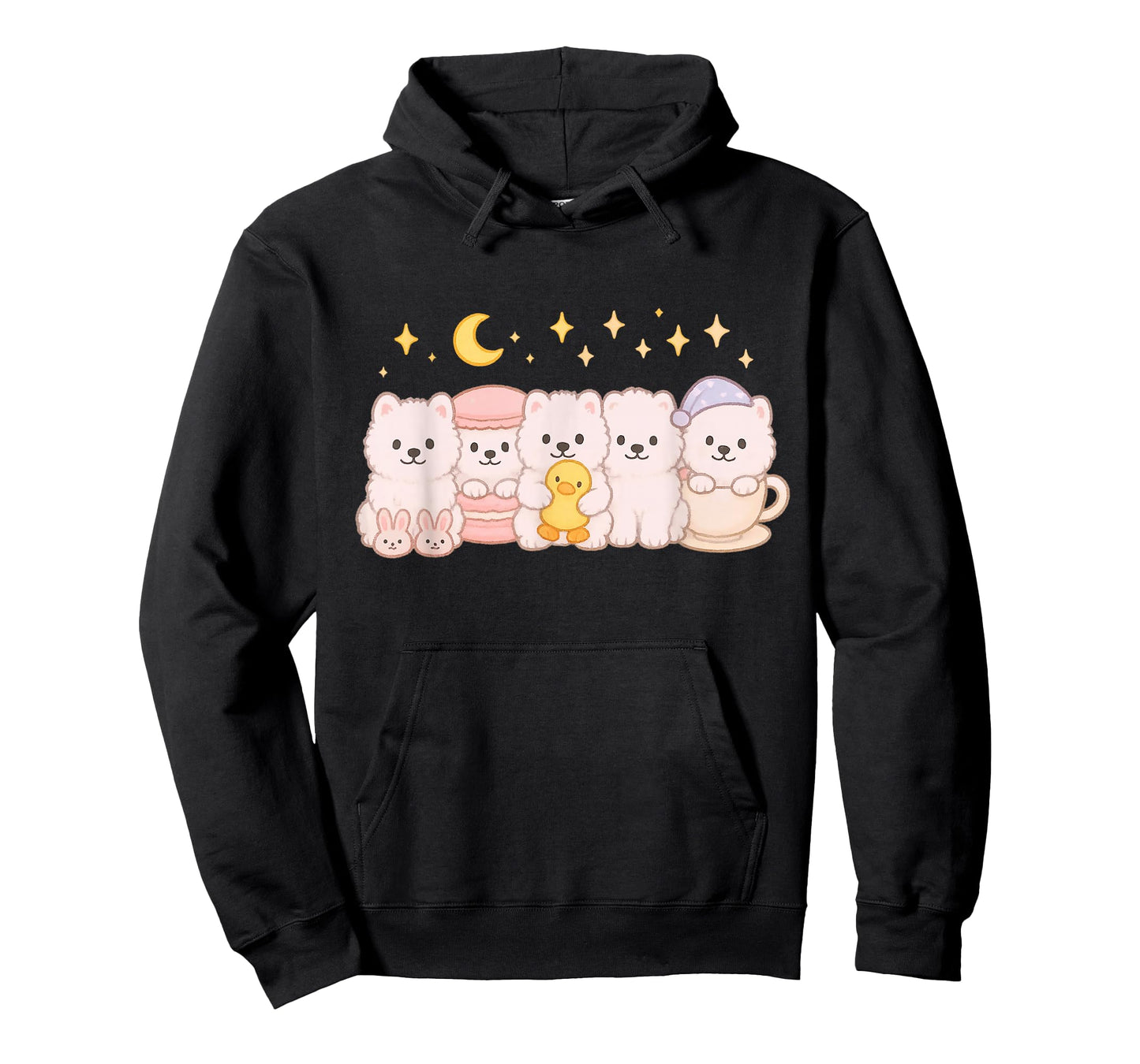 Kawaii Samoyed Puppy Squad Cute Duck Teacup Macaron Art T-Shirt