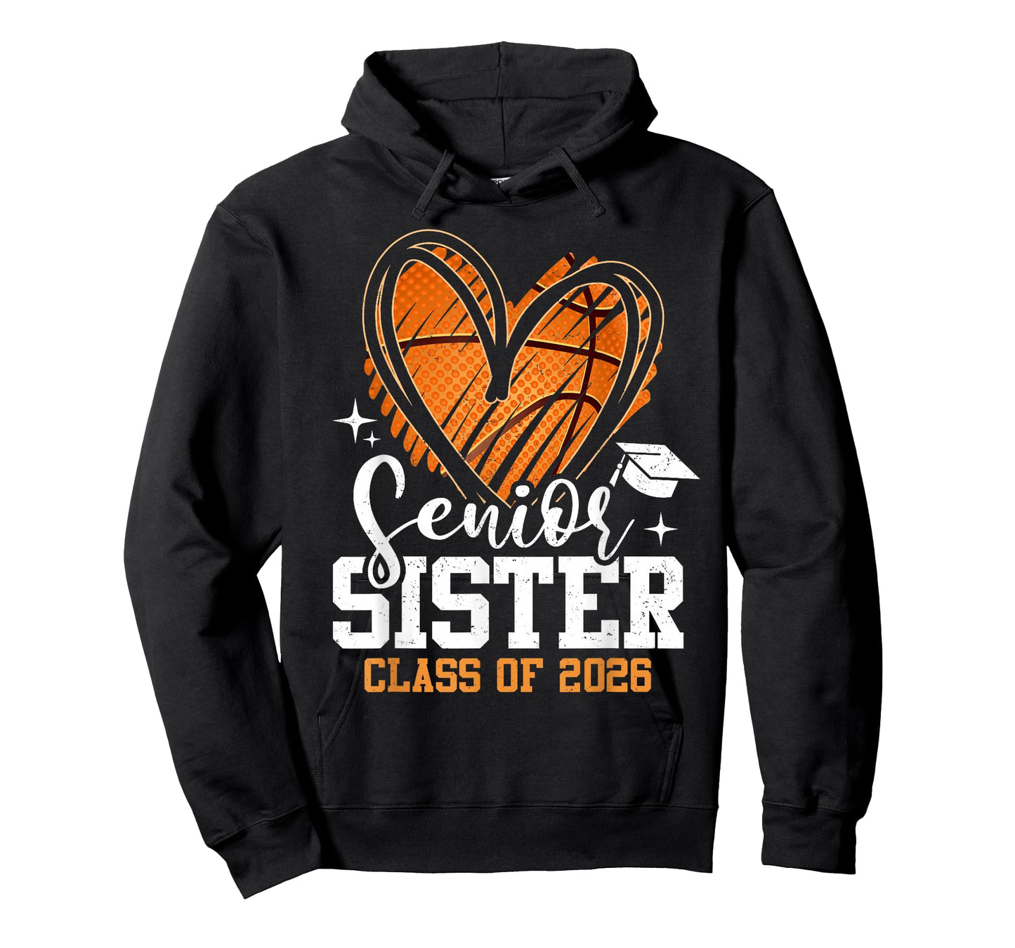 Senior Sister Class of 2026 Basketball Graduation Heart T-Shirt