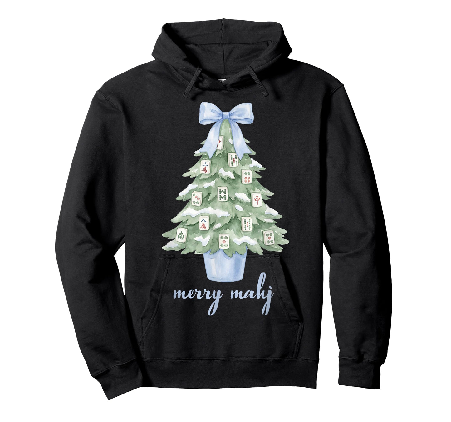 Merry Mahjong Christmas Tree Preppy Chinoiserie Mahj Party T-Shirt