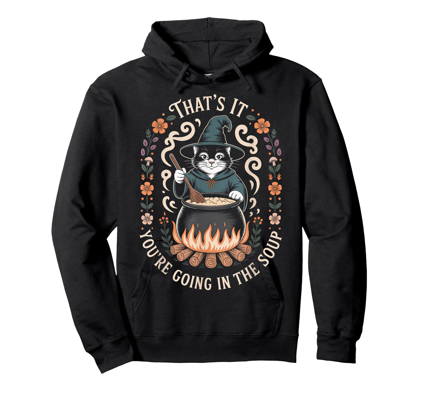 That is It You're Going in The Soup Witch Cat Cauldron Art T-Shirt