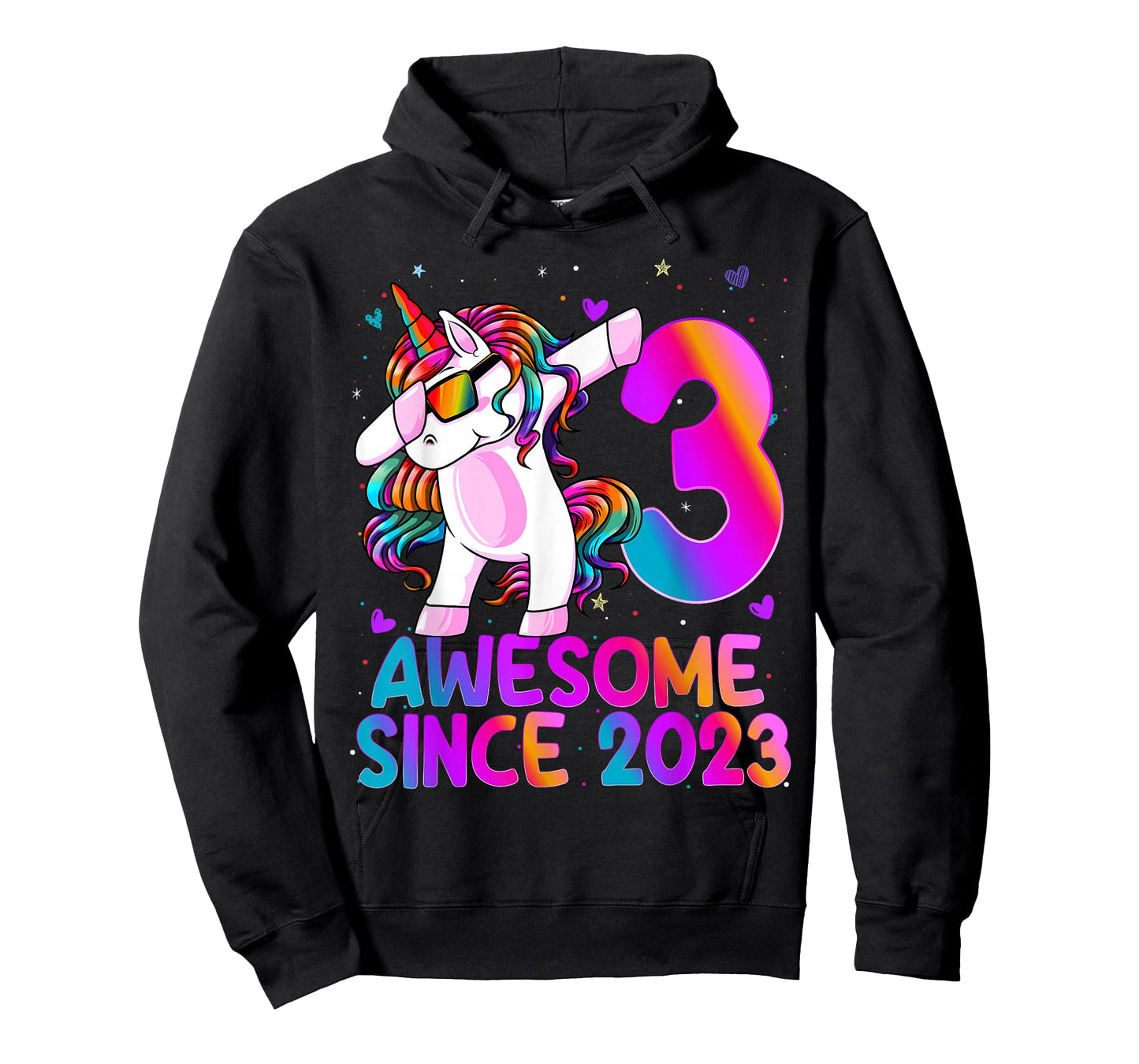 3 Year Old Girl Awesome Since 2023 Unicorn 3rd Birthday Girl T-Shirt