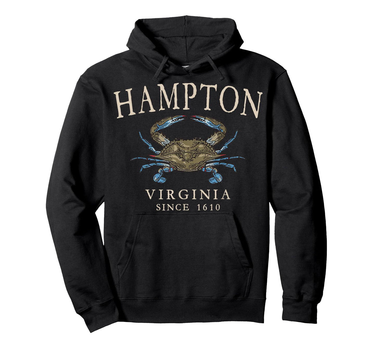 Hampton Virginia Blue Crab Since 1610 Ivory Letters T-Shirt