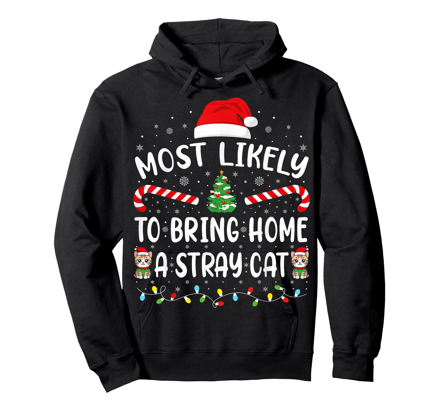 Most Likely to Bring Home A Stray Cat Matching Family Xmas T-Shirt