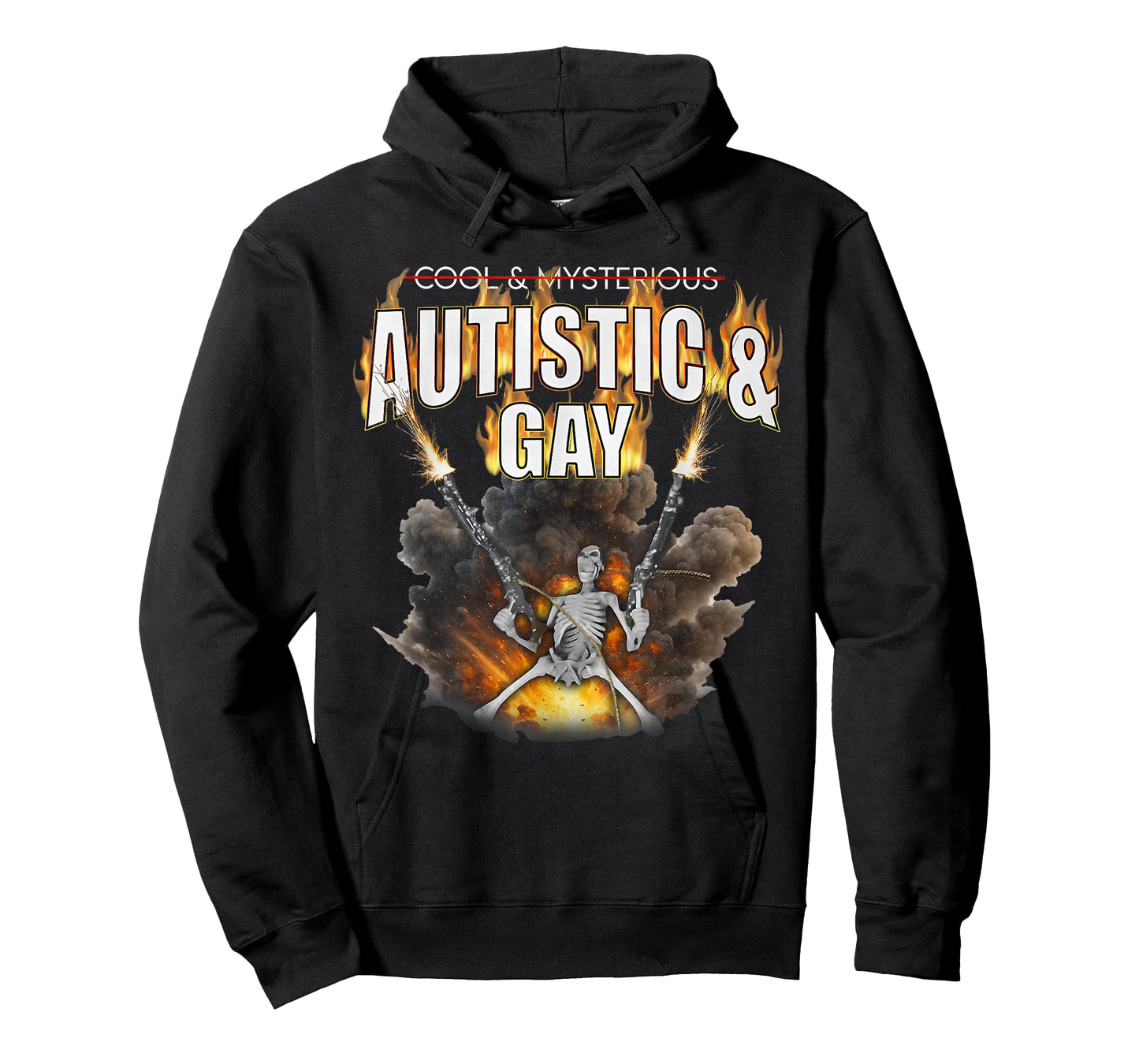 Autistic & Gay Funny Meme Skeleton Fire Autism Awareness T-Shirt