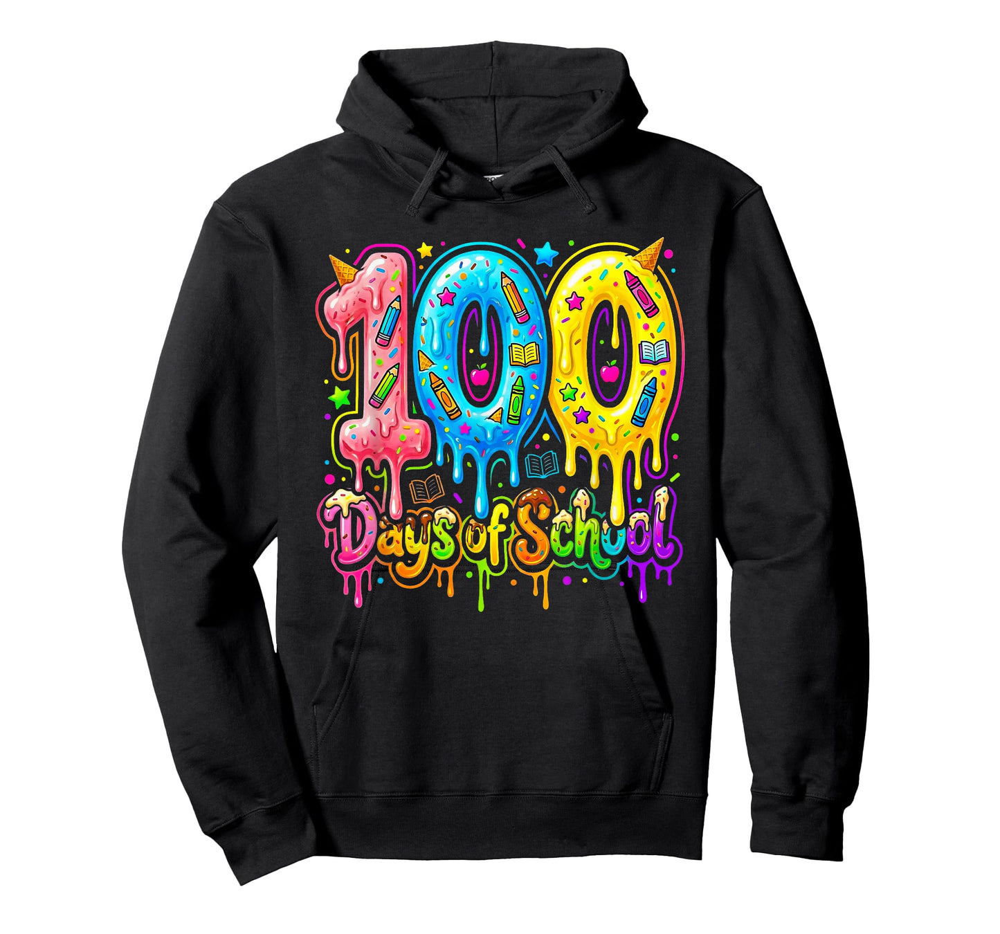 100 Days of School Ice Cream Drip Fun 100 Days Kids Teachers T-Shirt