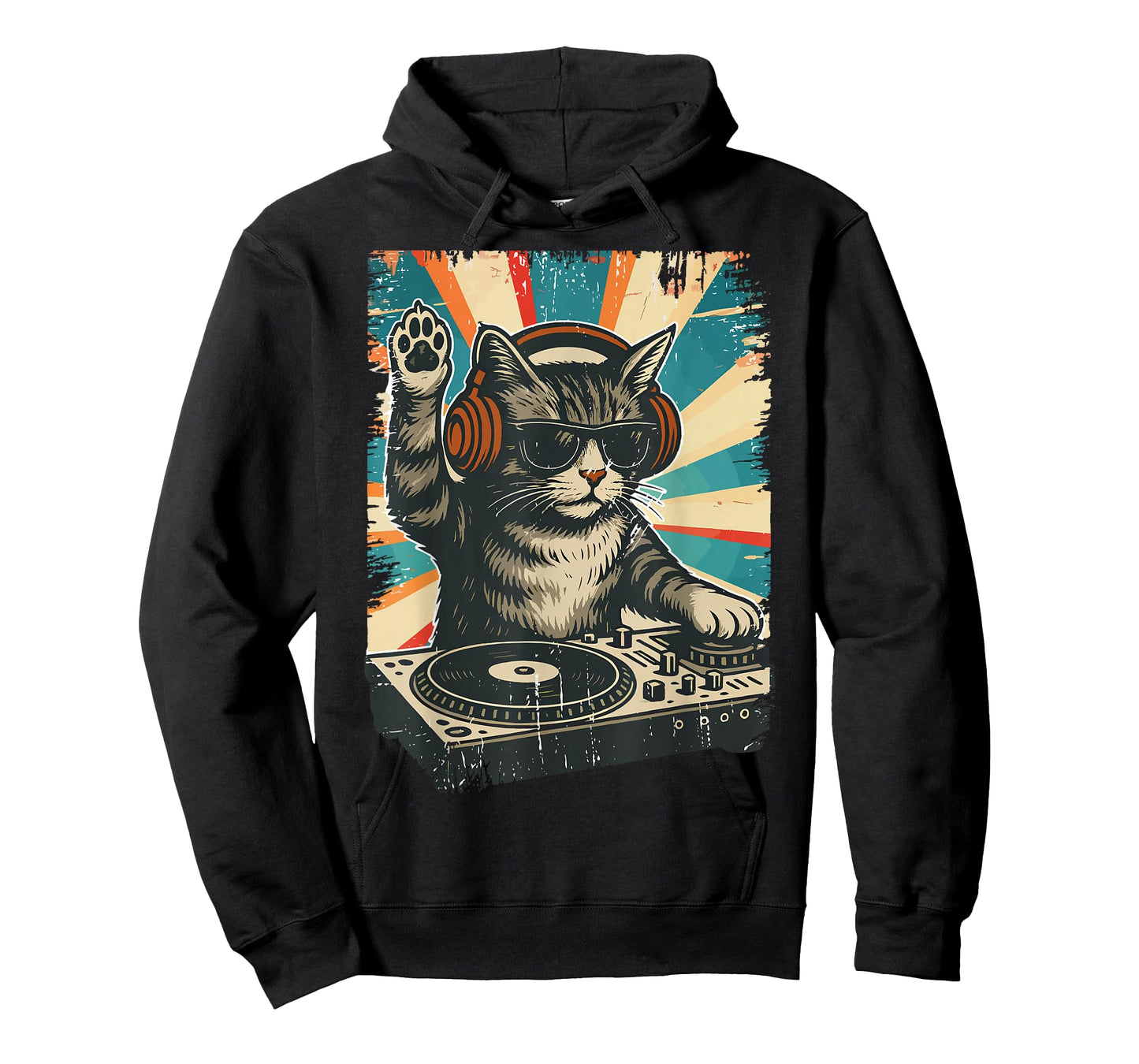 Funny DJ Cat Retro Cat Meme for Men Women T-Shirt