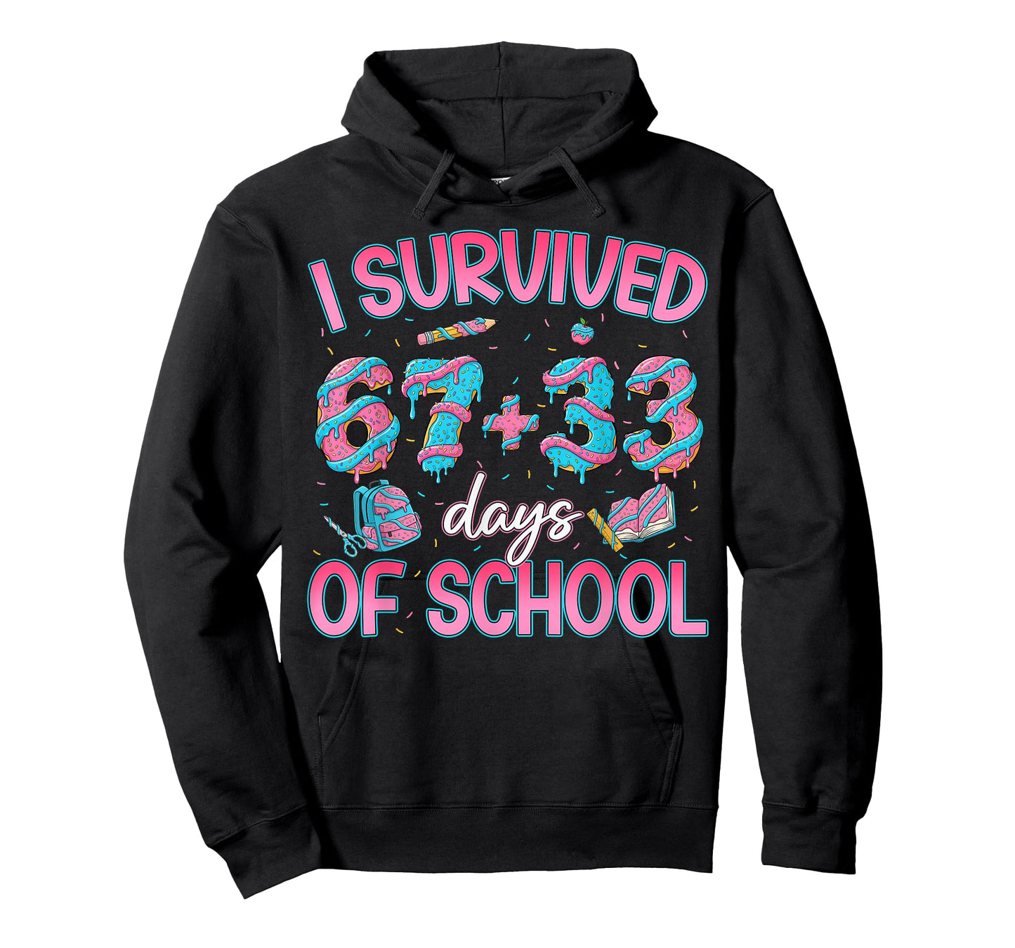 I Survived 67 + 33 Days of School Ice Cream Drip Girl Boy T-Shirt