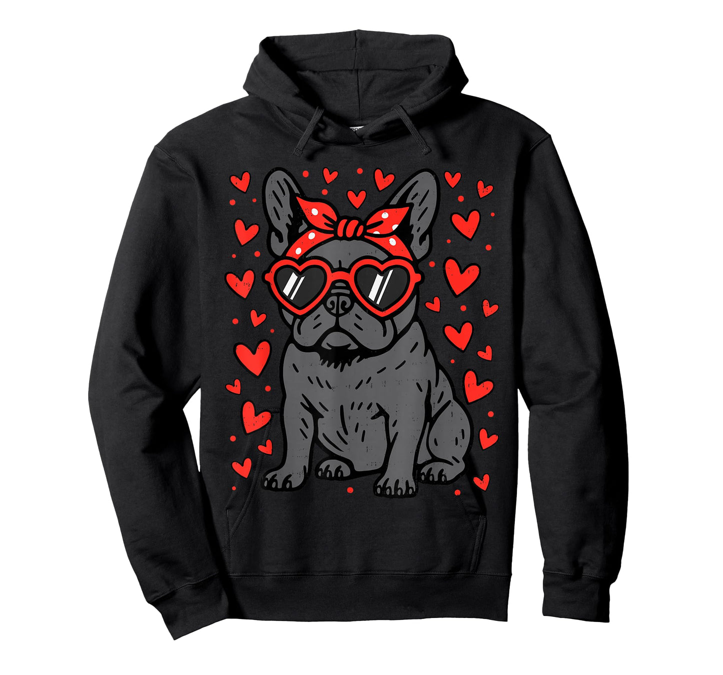 French Bulldog Heart Glasses Funny Valentine Frenchie Dog T-Shirt