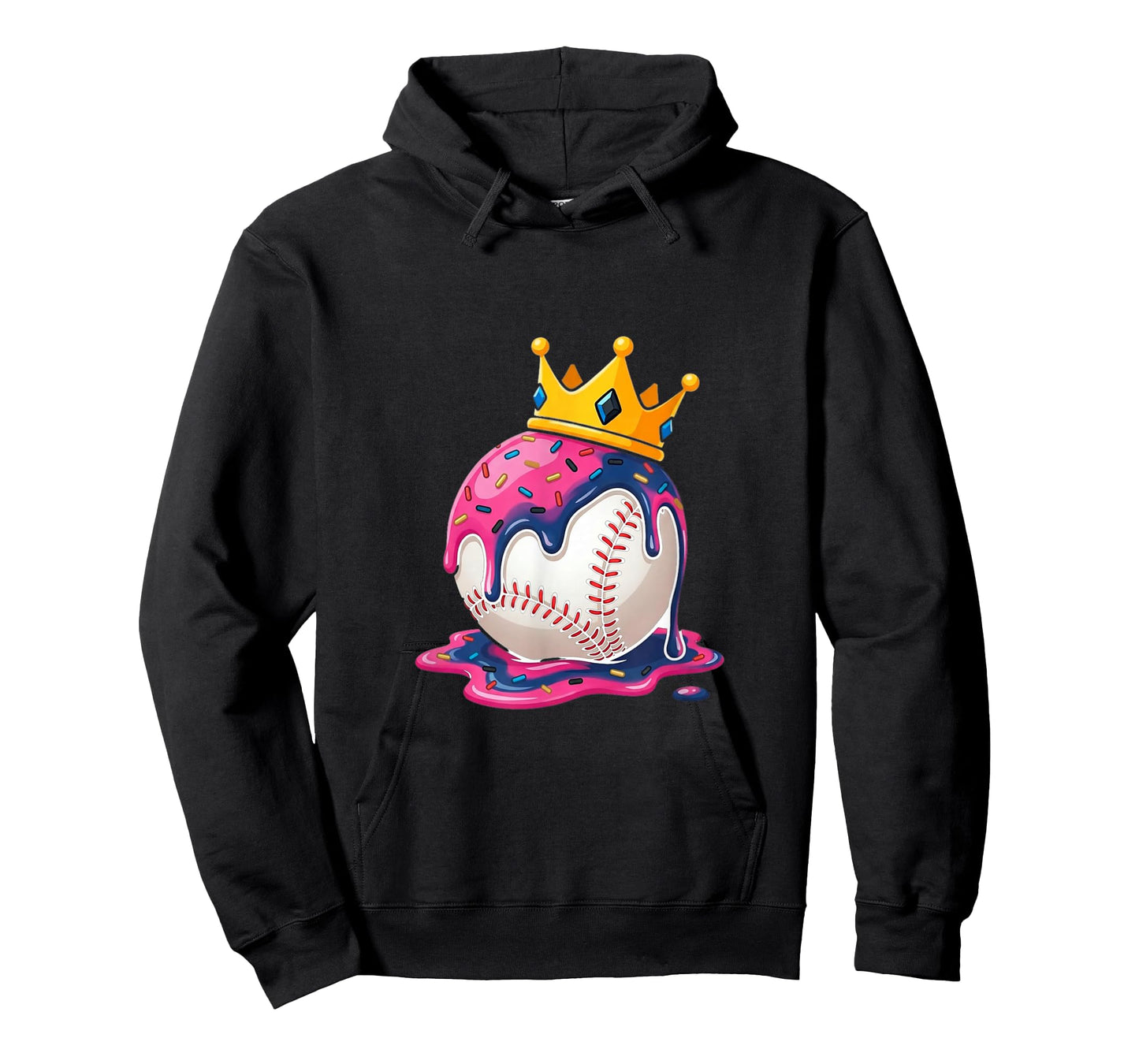 Baseball Drip Ice Cream Crown Pink Melt Ball Art T-Shirt