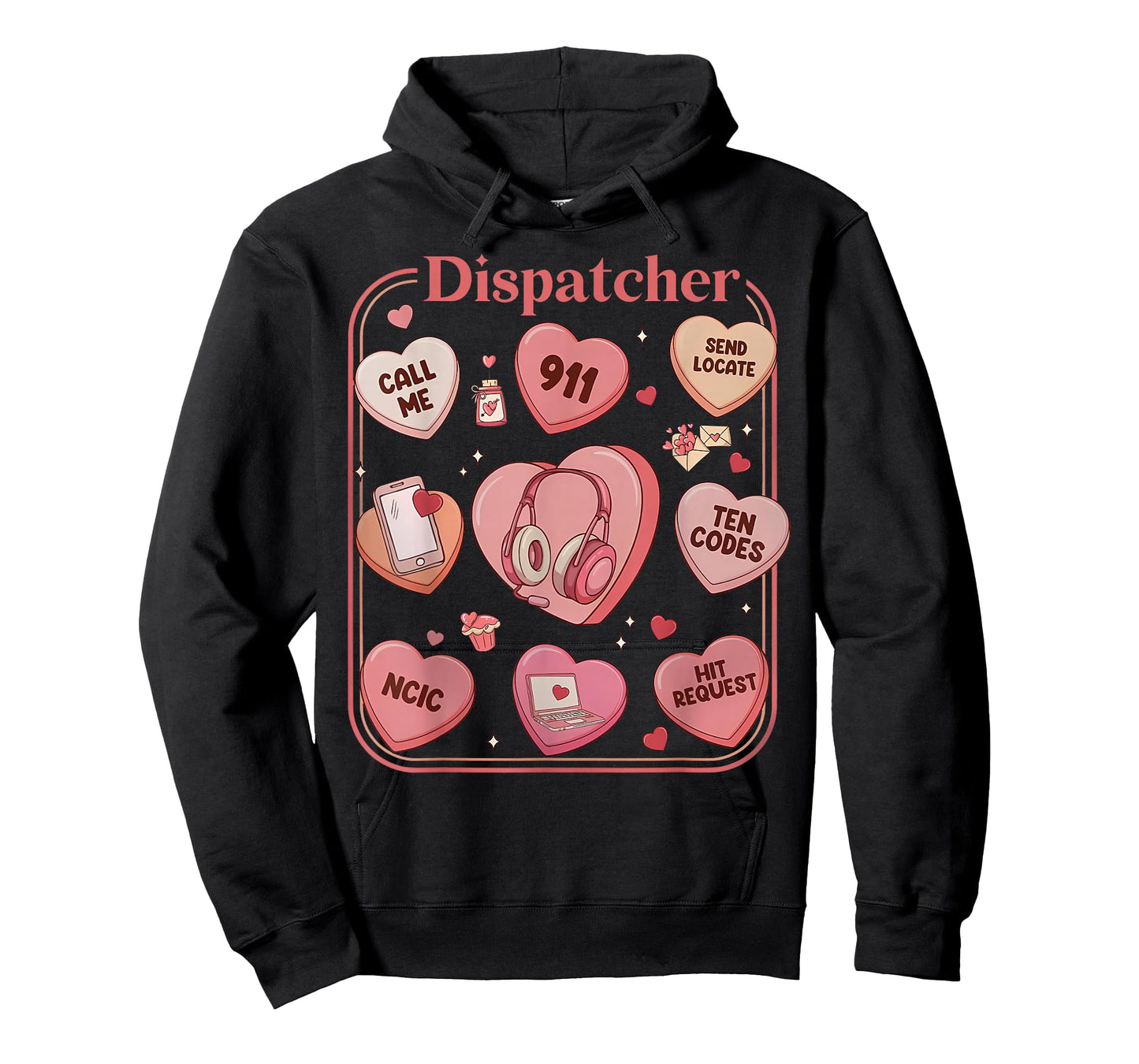 Retro Heart Candy 911 Dispatcher Valentines Police Dispatch T-Shirt