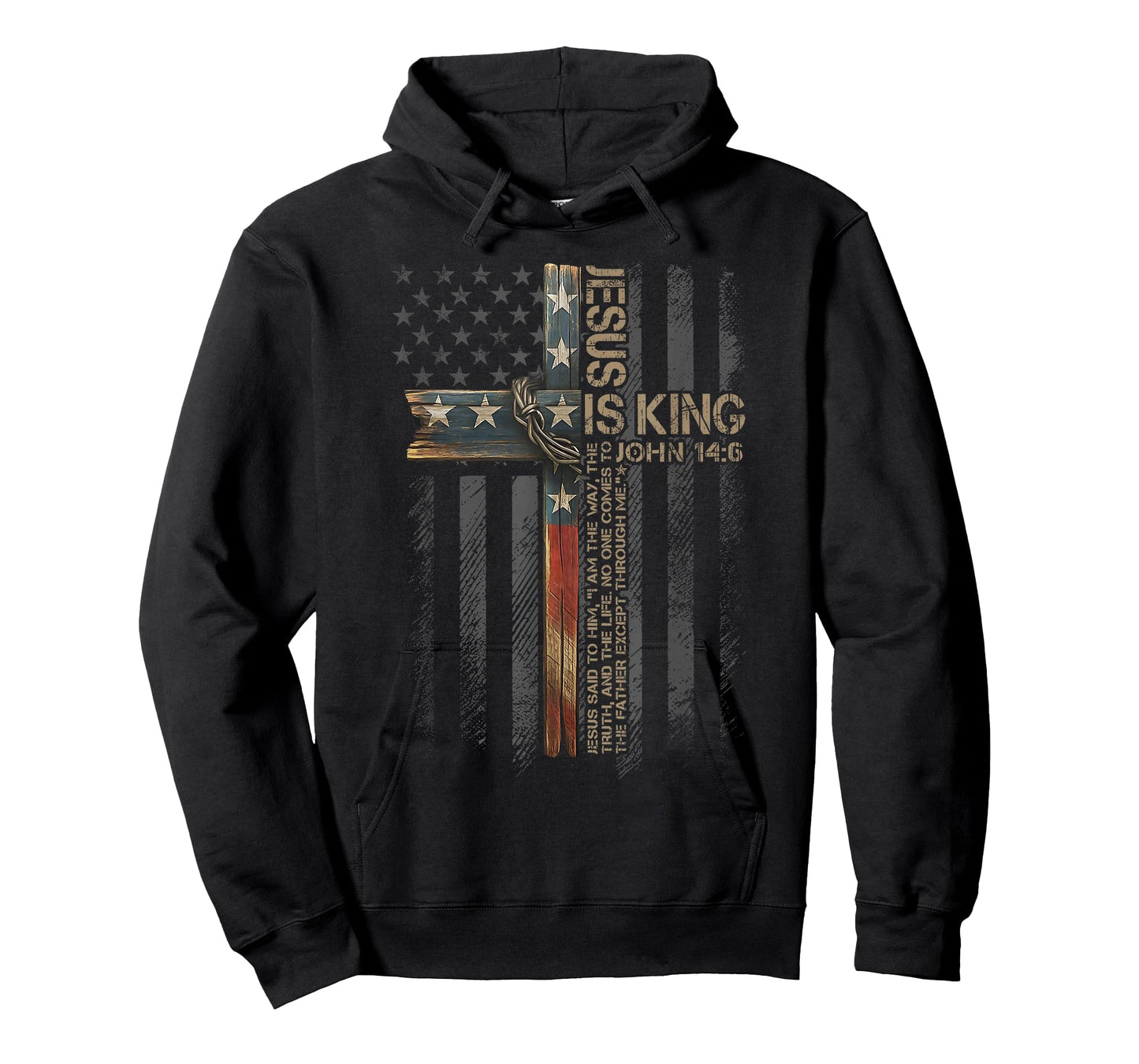 Jesus is King American Flag Christian Cross Faith Vintage T-Shirt