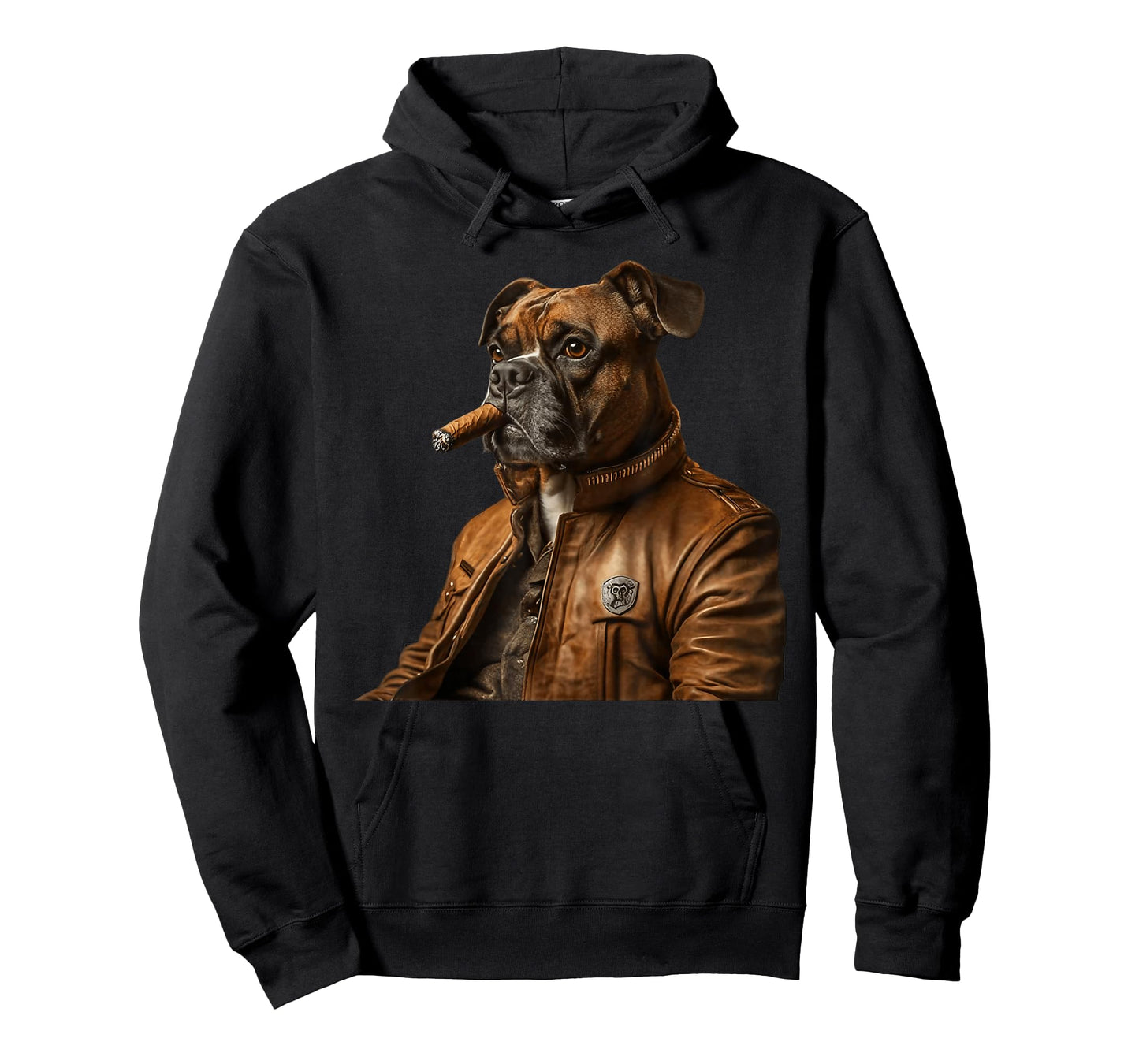 Cigar Boxer Funny Dog Wearing Leather Jacket Smoking Cigar T-Shirt