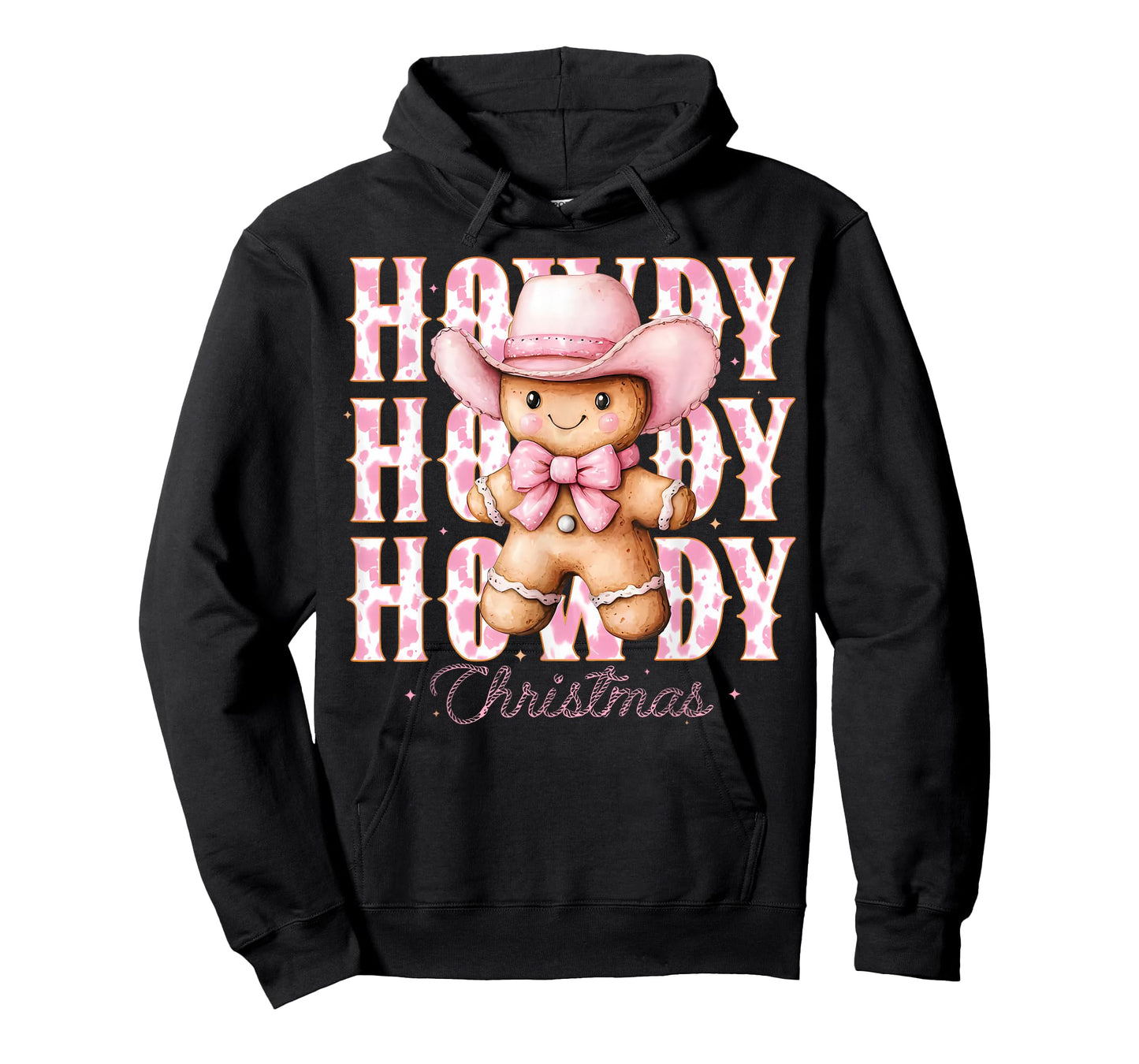 Christmas Pink Gingerbread Cowboy Cowgirl Howdy Western Xmas T-Shirt