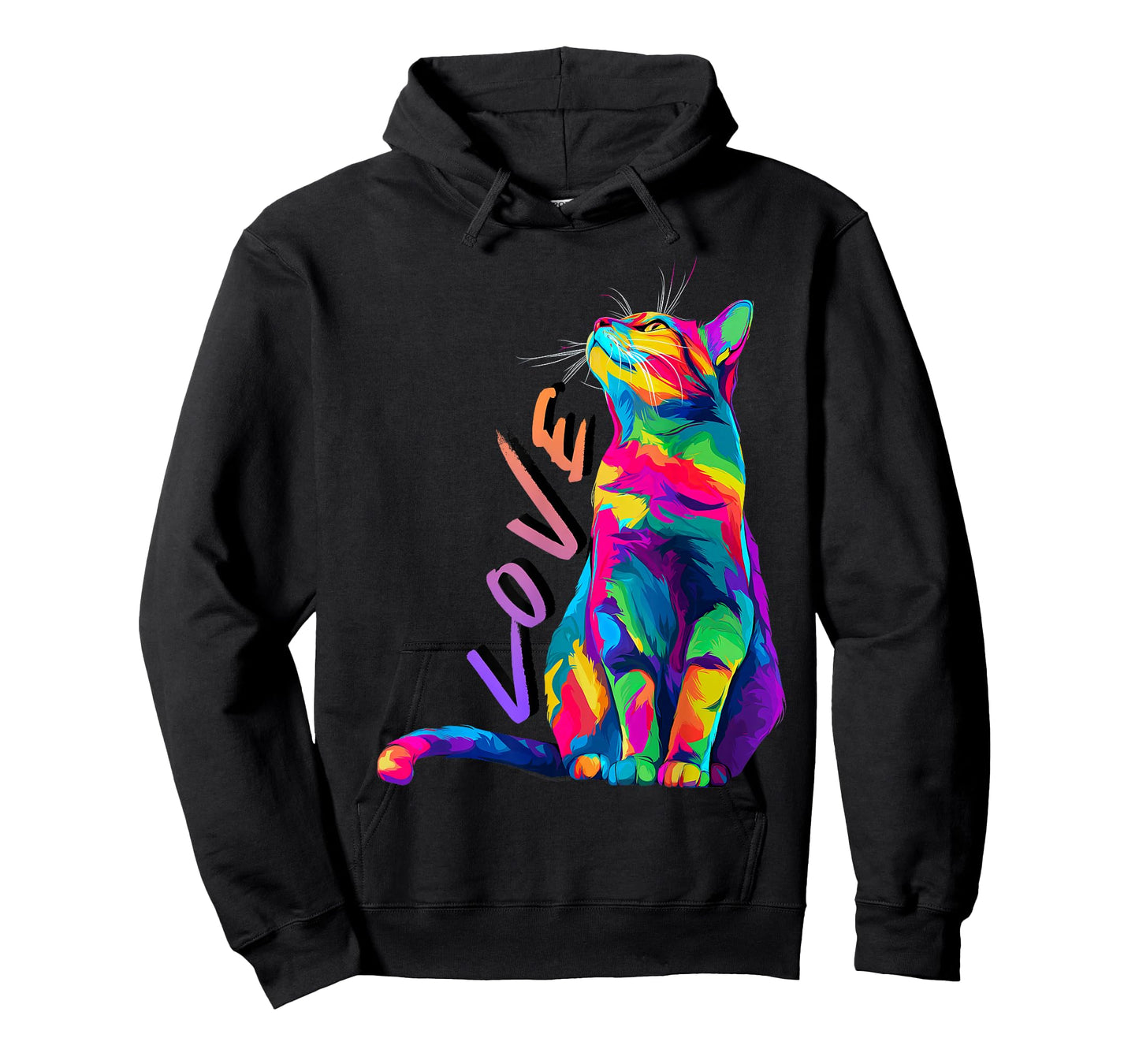 Colorful Rainbow Cat Love Art Cute Vibrant Feline Design T-Shirt