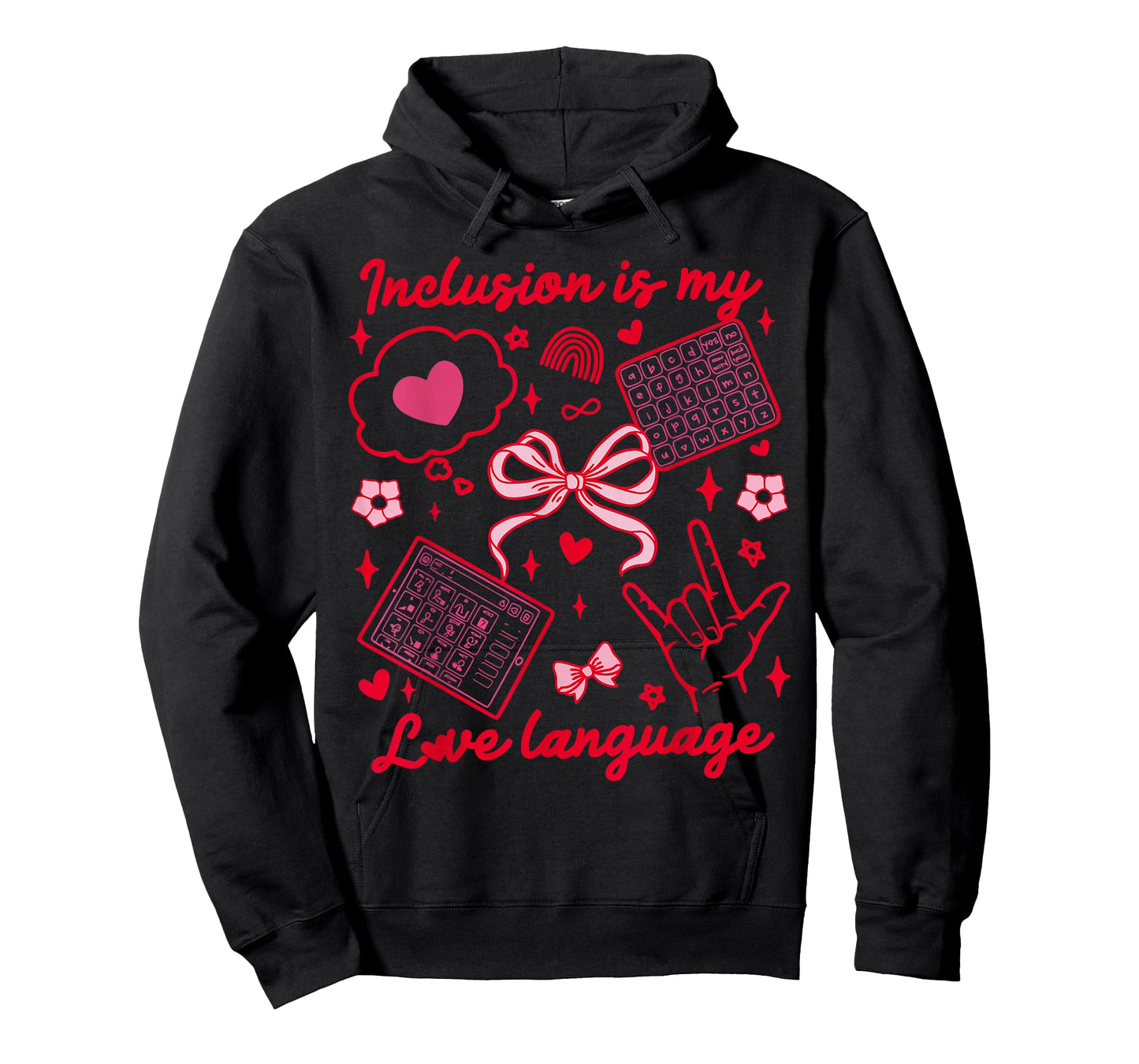 Inclusion is My Love Language Coquette Bow Valentines Autism T-Shirt