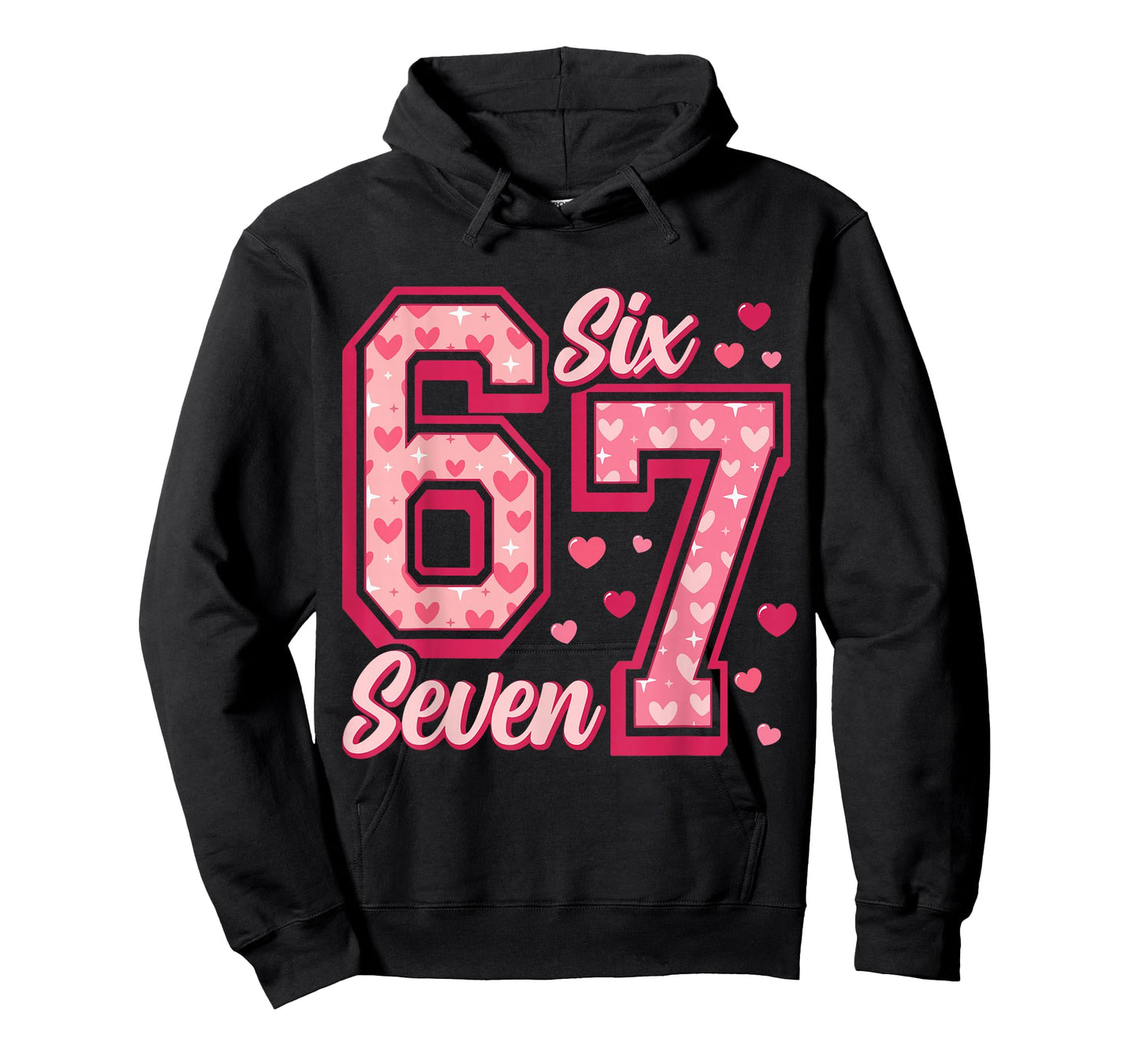 Funny Six Seven 6 7 Meme Pink Heart 6 7 Valentine’s Day T-Shirt