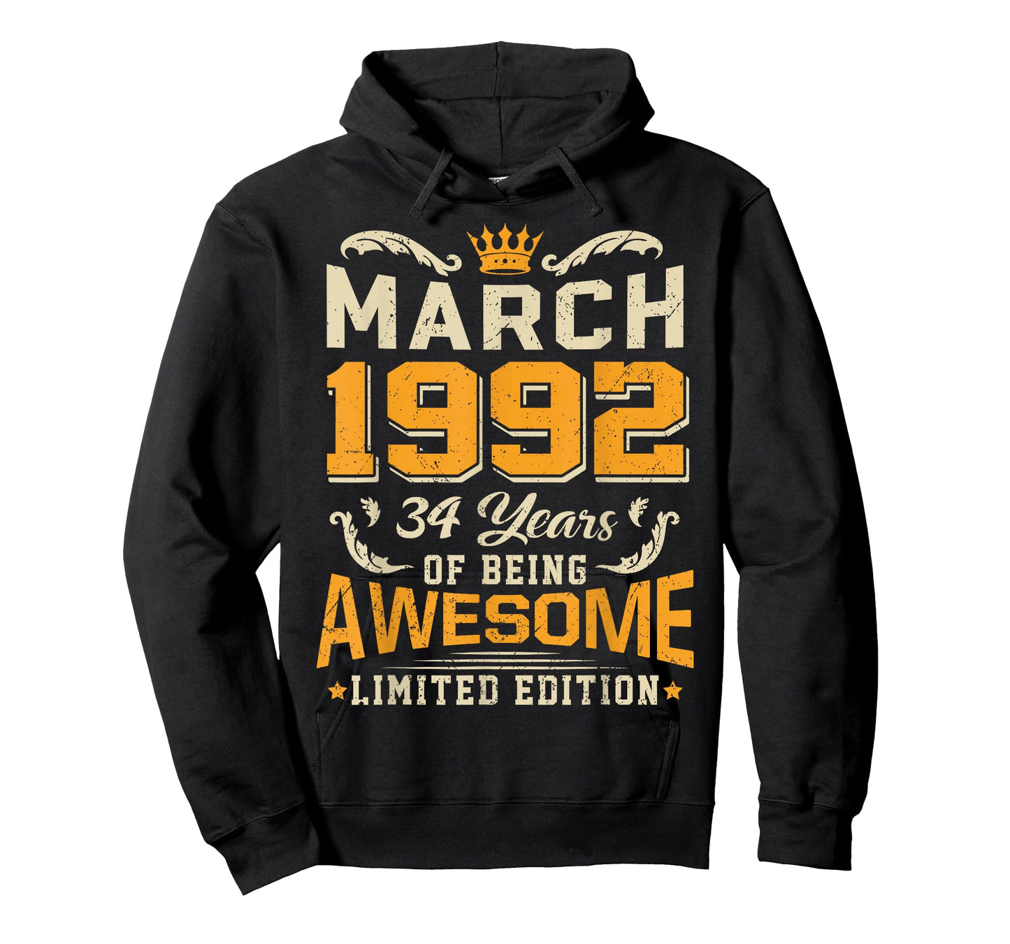 March 1992 Vintage 34 Years Awesome 34th Birthday Mar T-Shirt