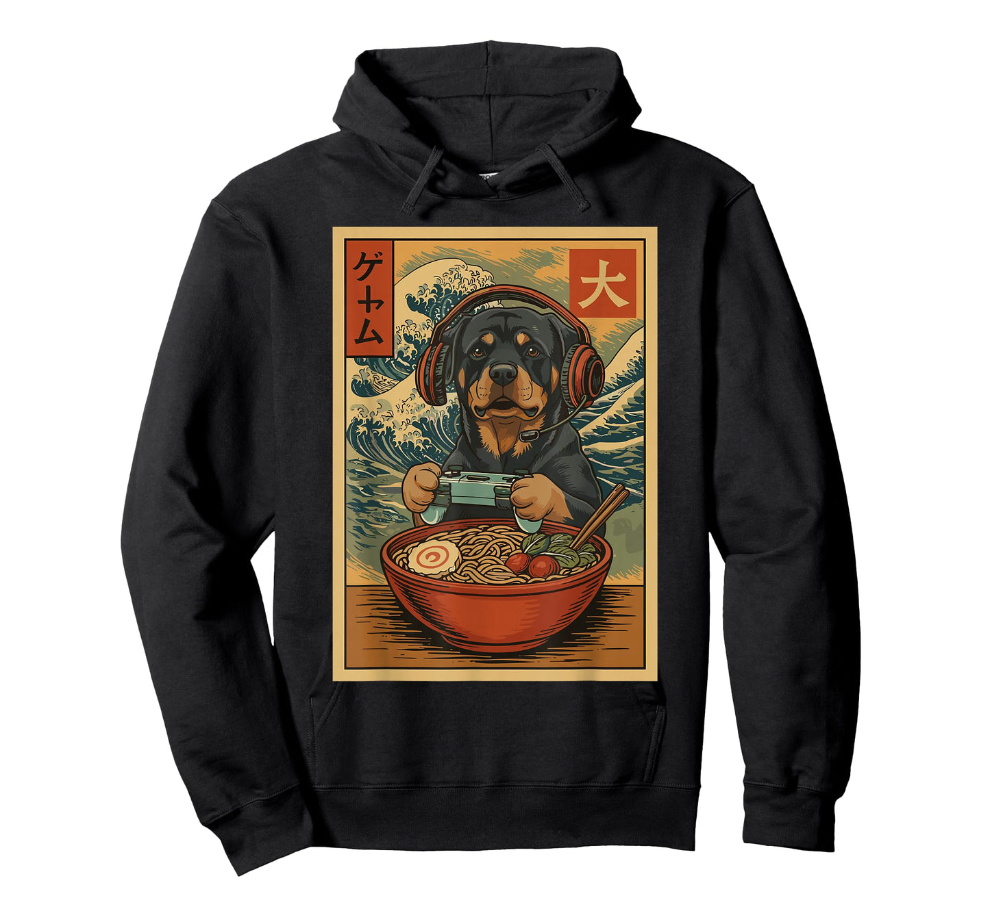 Kawaii Anime Gamer Rottweiler Ramen Retro Japanese Gaming T-Shirt