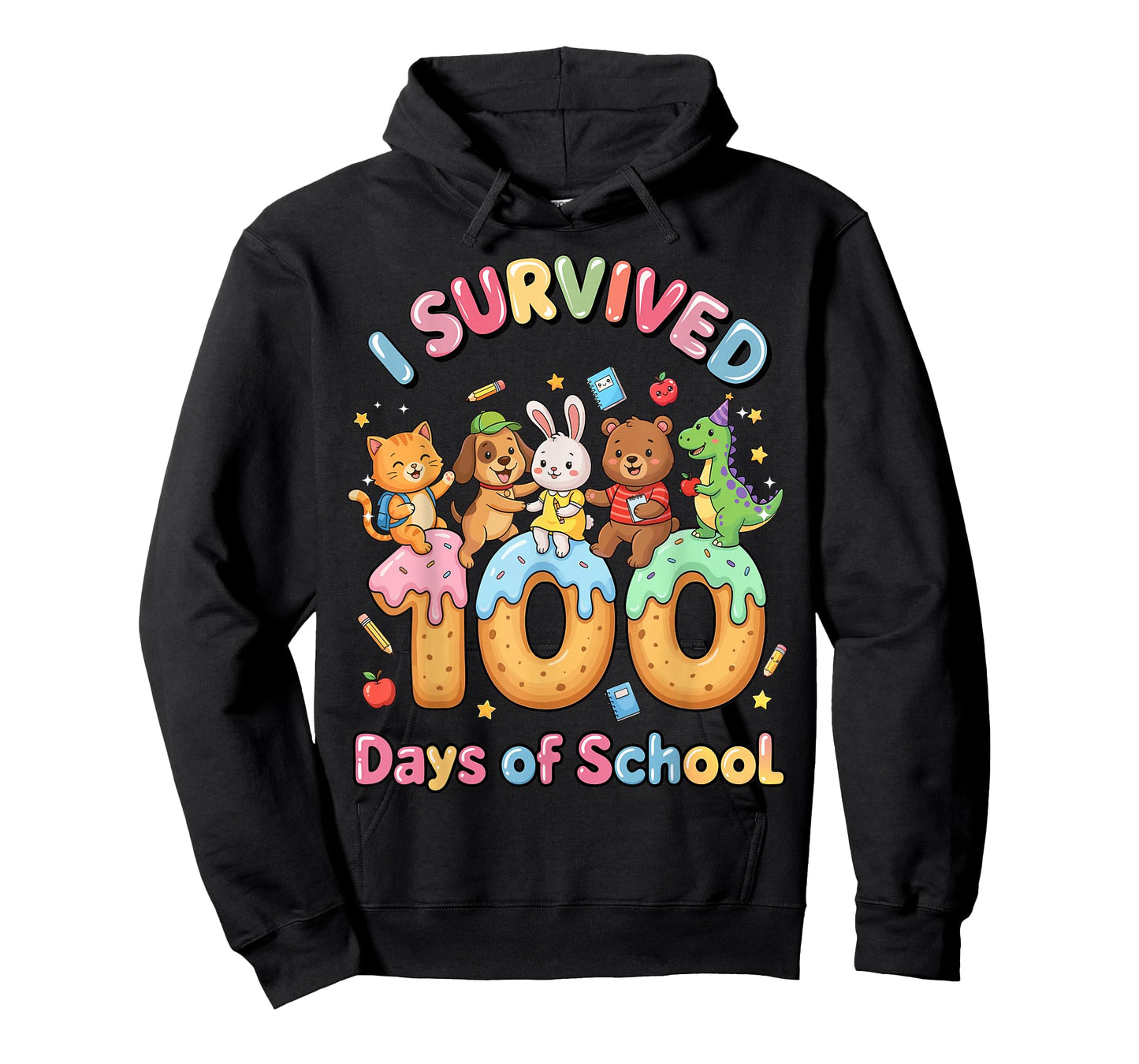 I Survived 100 Days of School Funny Cat Dog Dino Bunny Bear T-Shirt