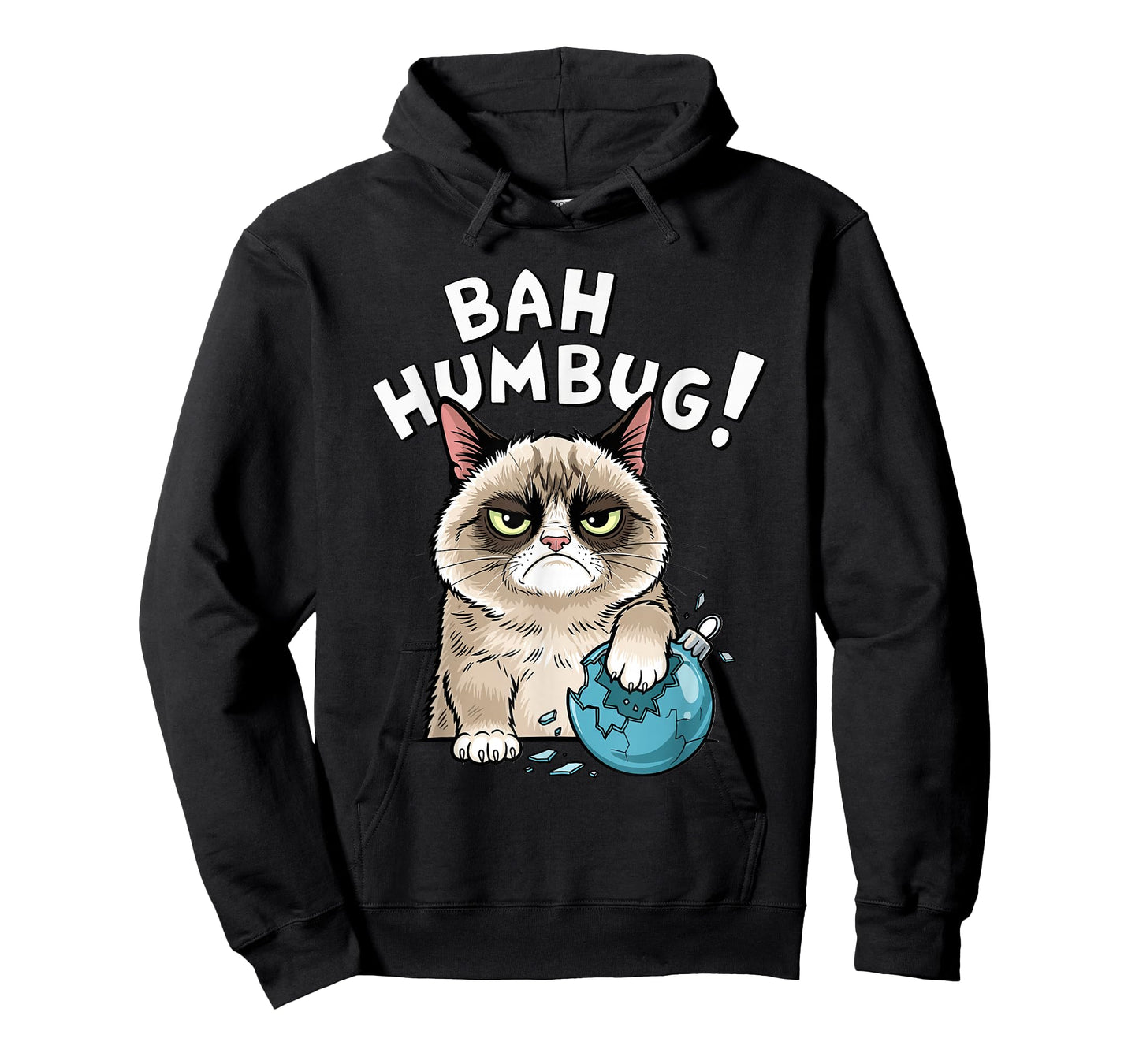 Bah Humbug Funny Bad Cat Christmas Hater Cat Lover Xmas T-Shirt