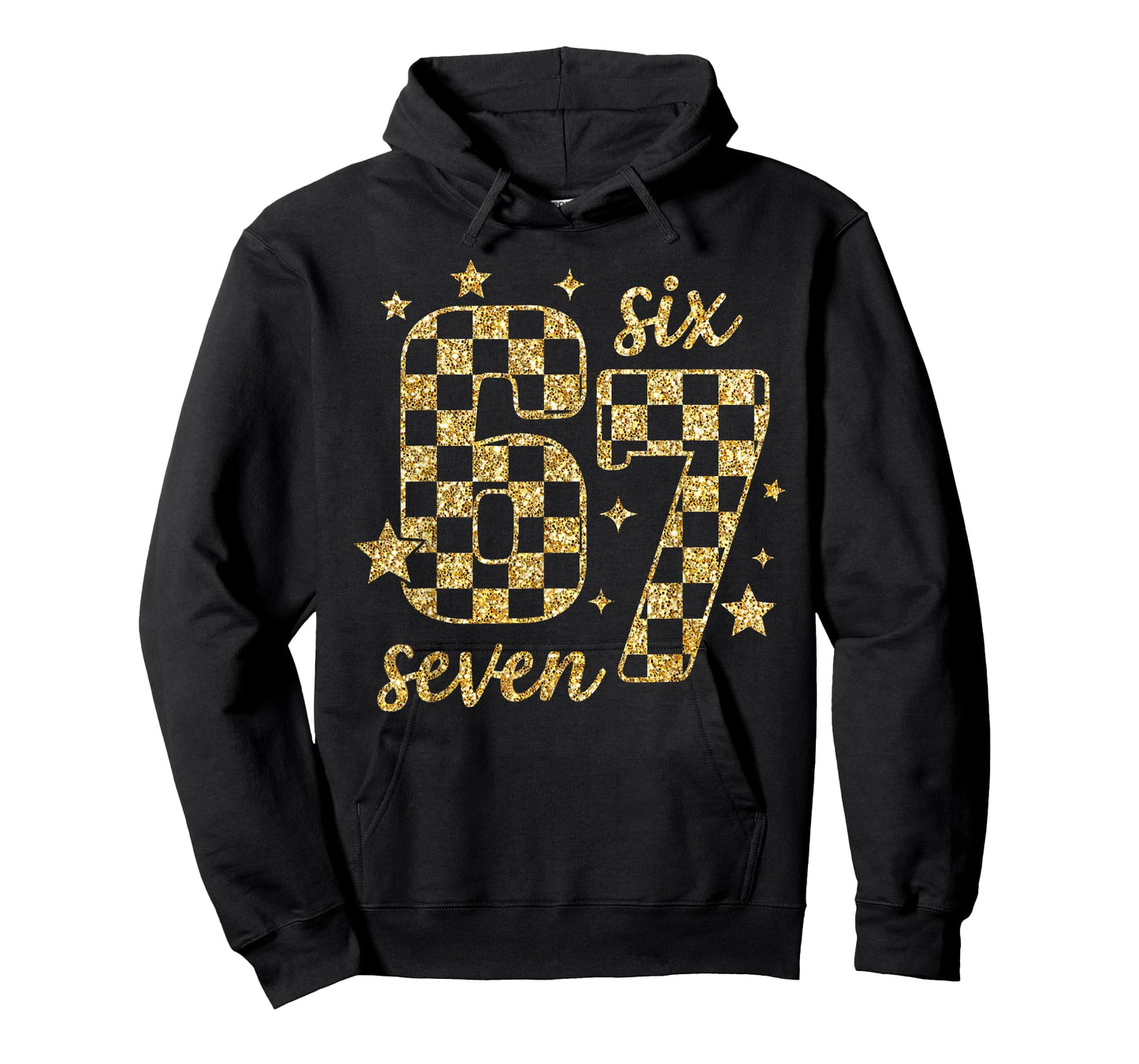 Funny Gold Checkered Six Seven Meme 67 Bling Bling Teacher T-Shirt