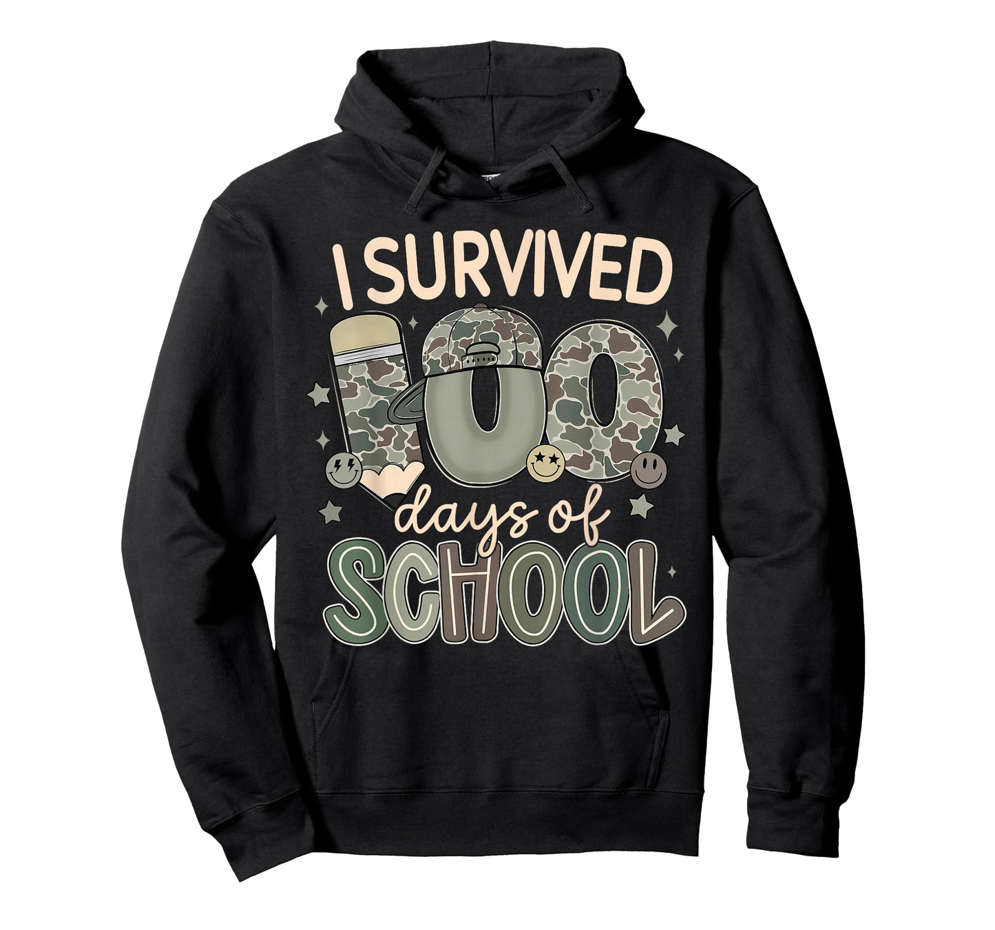 I Survived 100 Days of School Camouflage Student Teacher T-Shirt