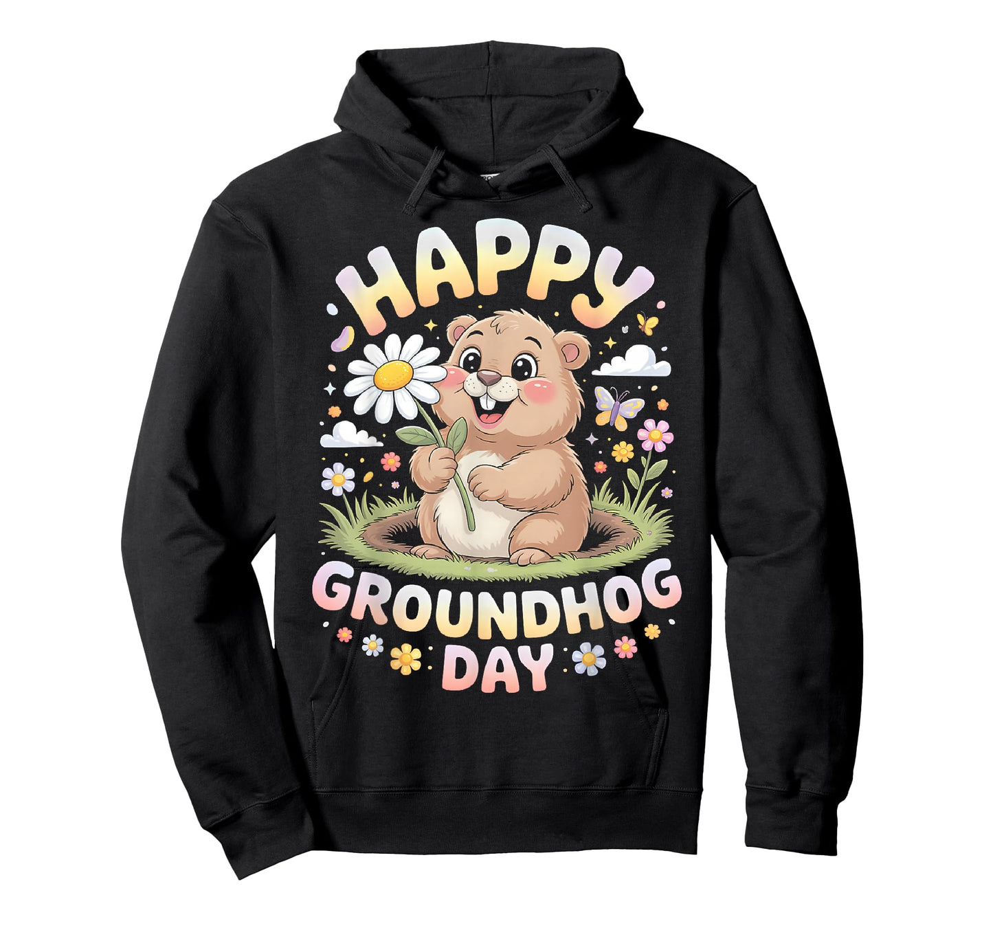 Happy Groundhog Day 2026 Cute Groundhog with Flower T-Shirt