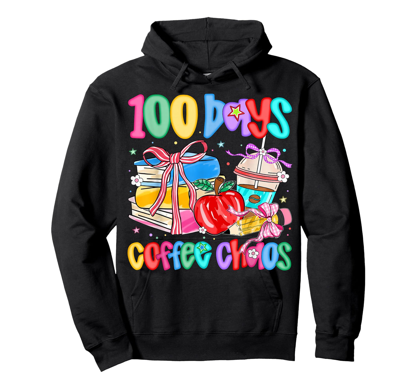 100 Days Coffee Chaos 100 Days of School Girl Teacher T-Shirt