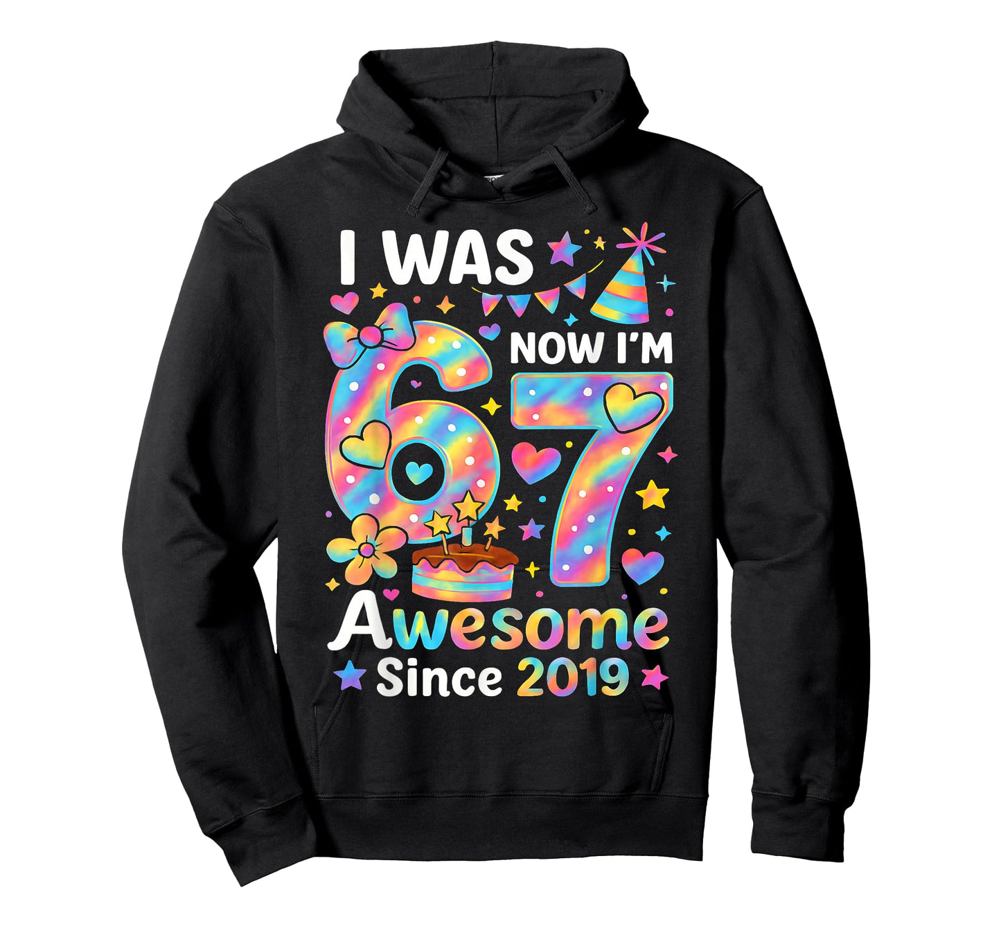 I was 6 Now I’m 7 Tie Dye Birthday Awesome Since 2019 Kids T-Shirt