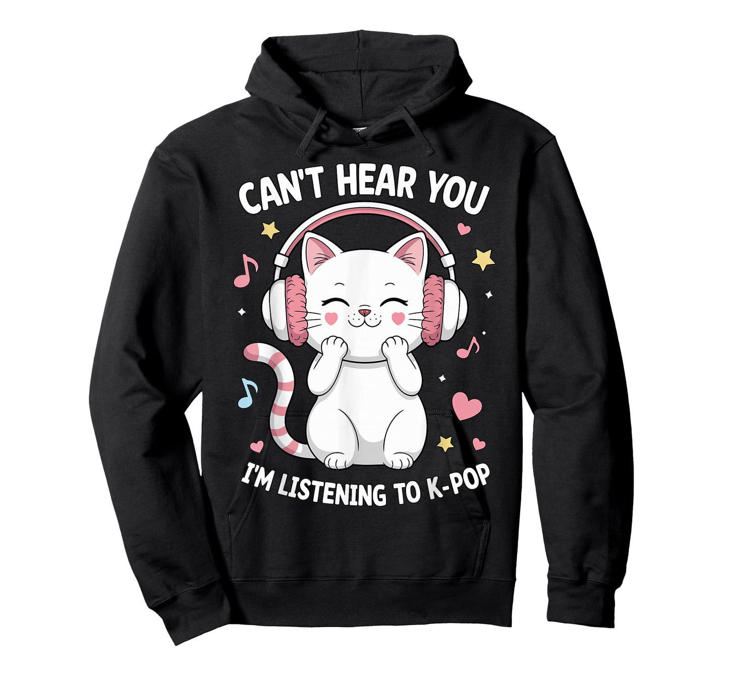 Can't Hear You I'm Listening to K-Pop Lover Cute Cat Kawaii T-Shirt
