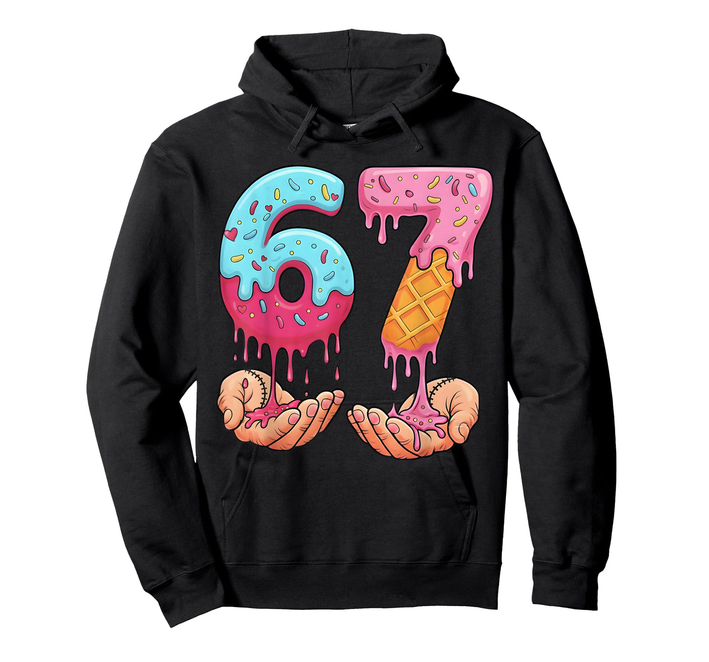 Six Seven Ice Cream Drip Cool Meme 67 Funny Number T-Shirt