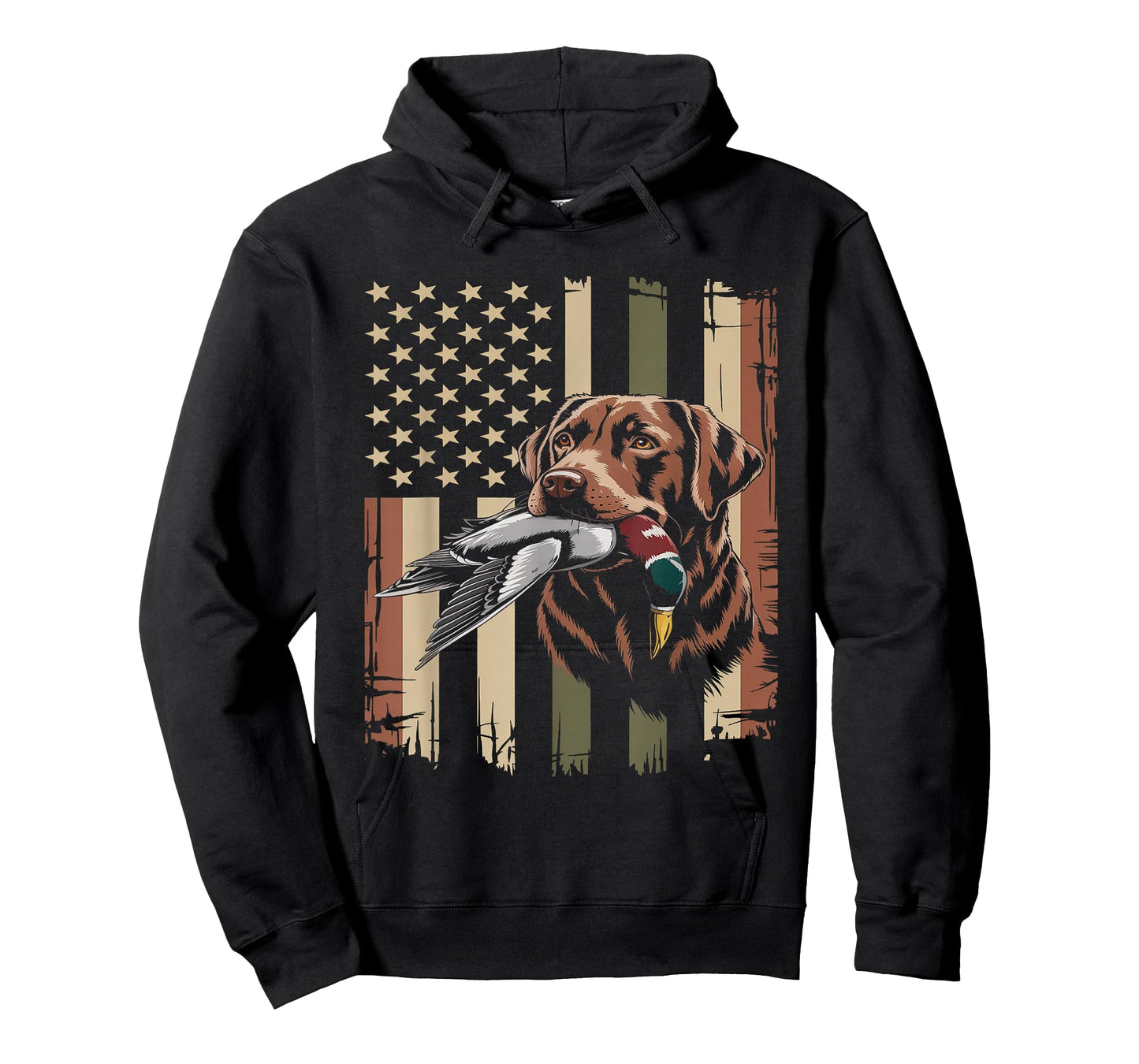Duck Hunting Labrador American USA Flag Mallard Duck Hunter T-Shirt