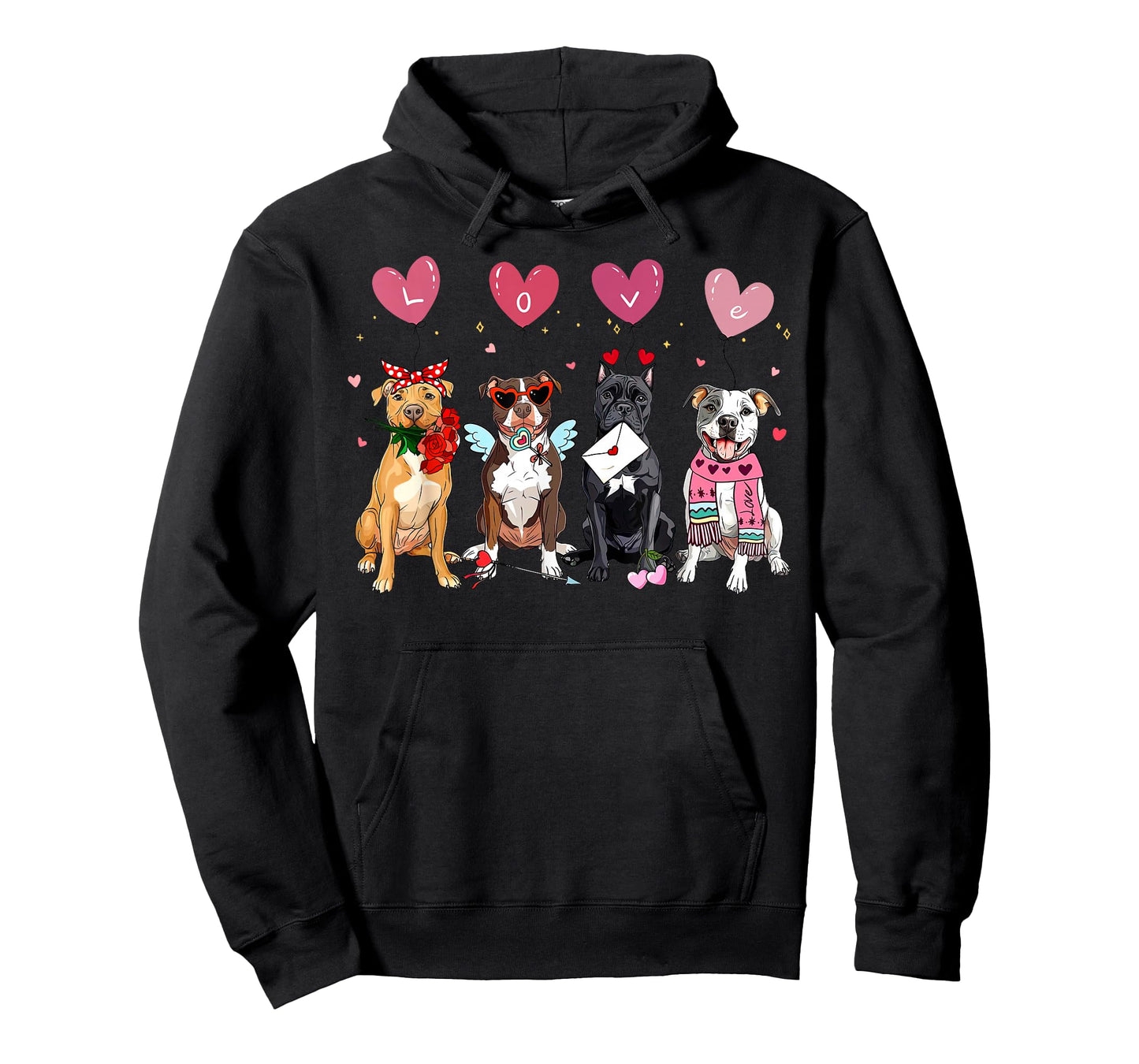 Valentine Pitbull Dog Balloon Heart Dog Mom Animal Lover T-Shirt