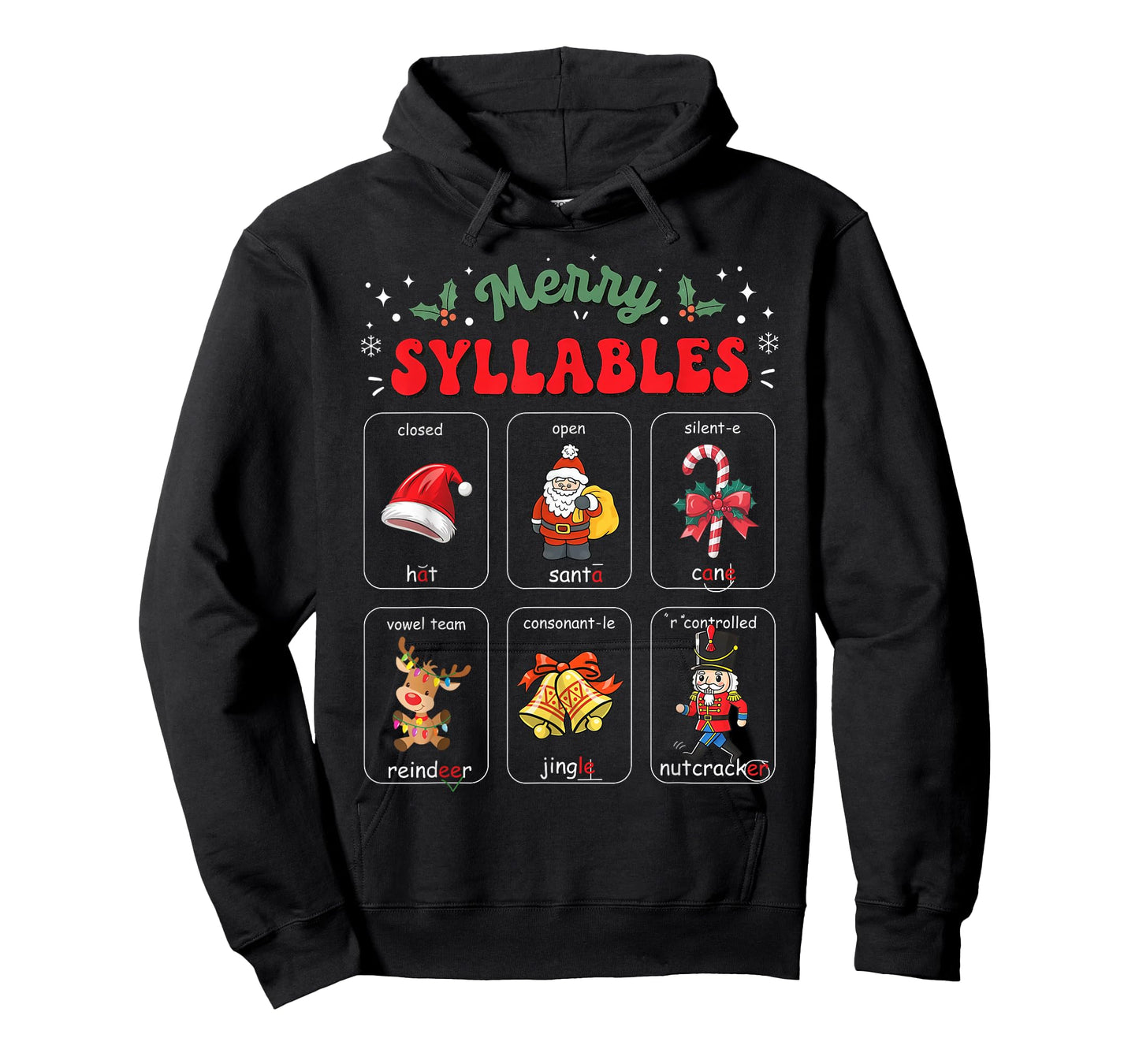 Merry Syllables Xmas Phonics Reading Teacher Holiday Pajamas T-Shirt